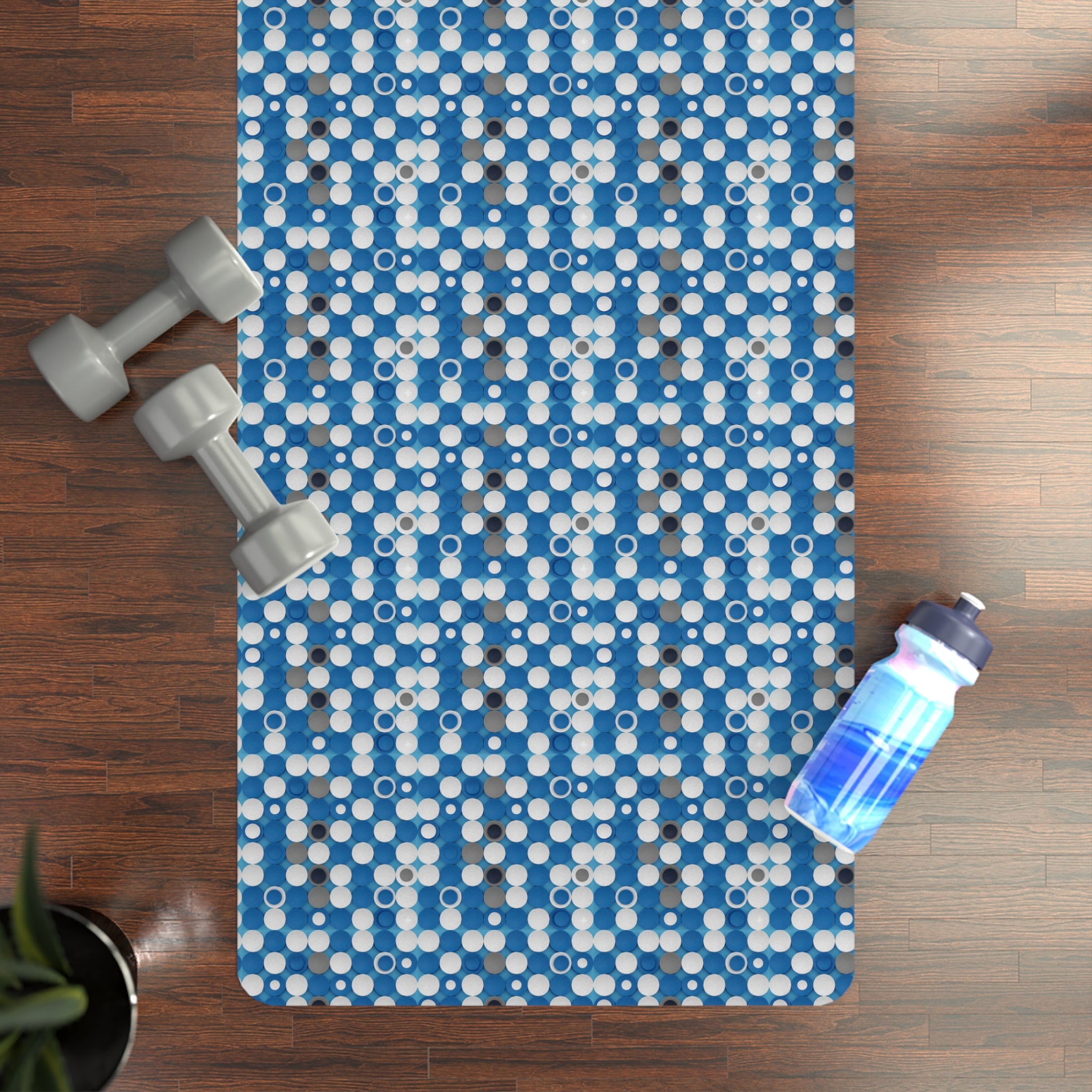 Prism Point Athletic Collection- Blue Mosaic Rubber Yoga Mat Non‑Slip Patterned Exercise Mat - Creations by Chris and Carlos