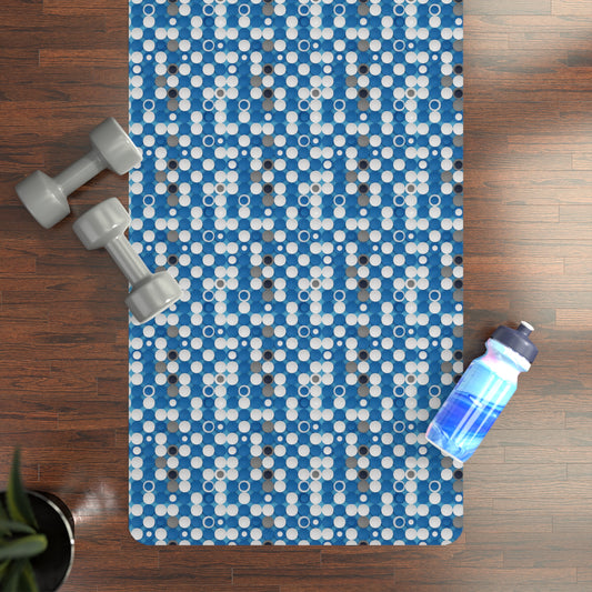 Prism Point Athletic Collection- Blue Mosaic Rubber Yoga Mat Non‑Slip Patterned Exercise Mat - Creations by Chris and Carlos
