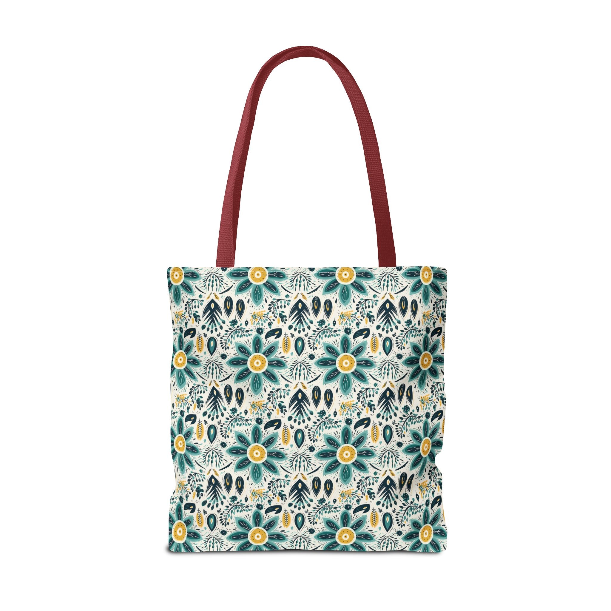 Sol y Alegría (Sun and Joy) Collection- Cactus Succulent Pattern Microfiber Blanket Soft Velveteen Throw for Home & Garden Lovers Floral Folk Art Tote Bag — Teal & Mustard All-Over Print - Creations by Chris and Carlos