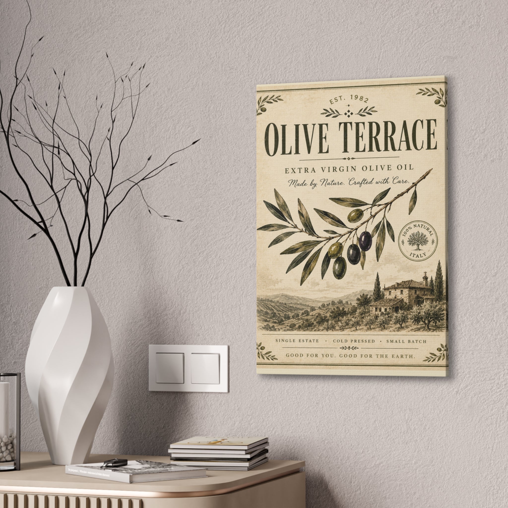 Olive Terrace Vintage Olive Oil Canvas Wall Art - Creations by Chris and Carlos