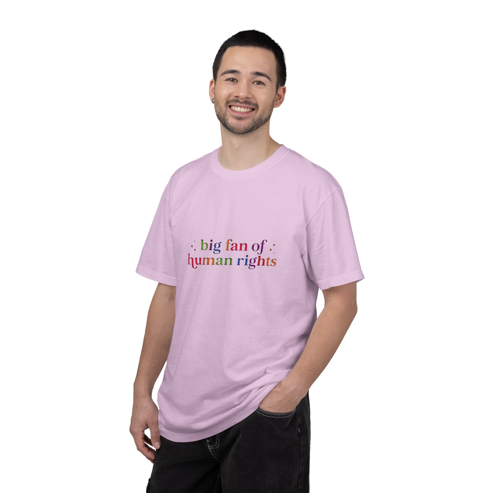T-Shirt — "Big Fan of Human Rights" Graphic Tee (Equality & Activism Icons) - Creations by Chris and Carlos