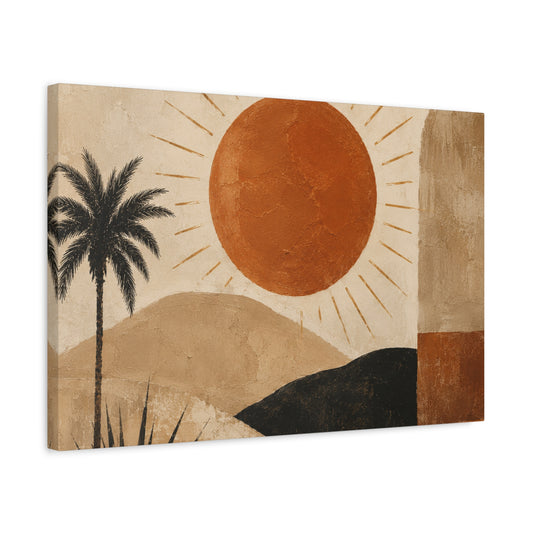 Desert Sunset Canvas Wall Art — Boho Palm & Terracotta Sun Matte Stretched Canvas - Creations by Chris and Carlos