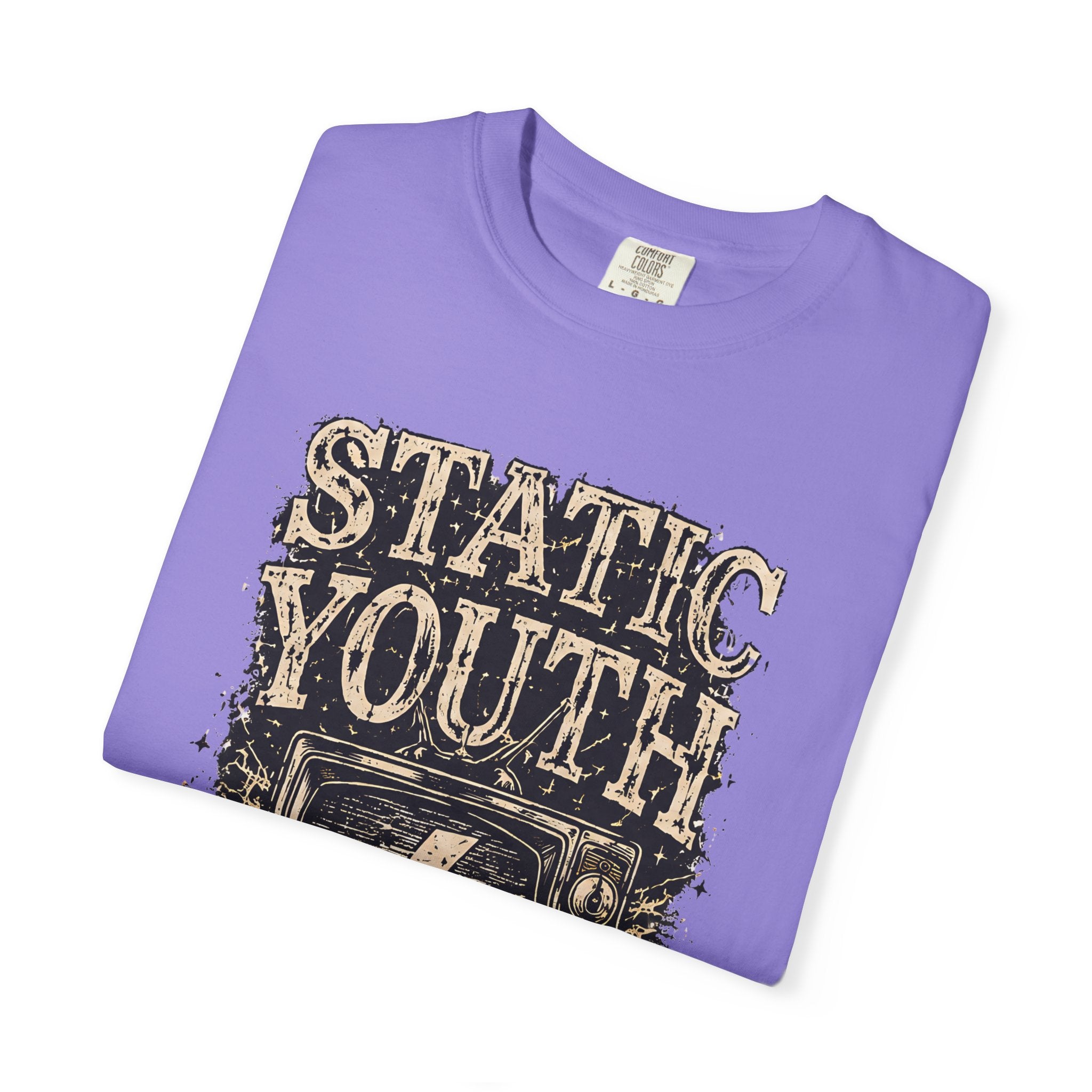 Static Youth Graphic Tee — Vintage TV Lightning Bolt "Old Soul Replay" - Creations by Chris and Carlos
