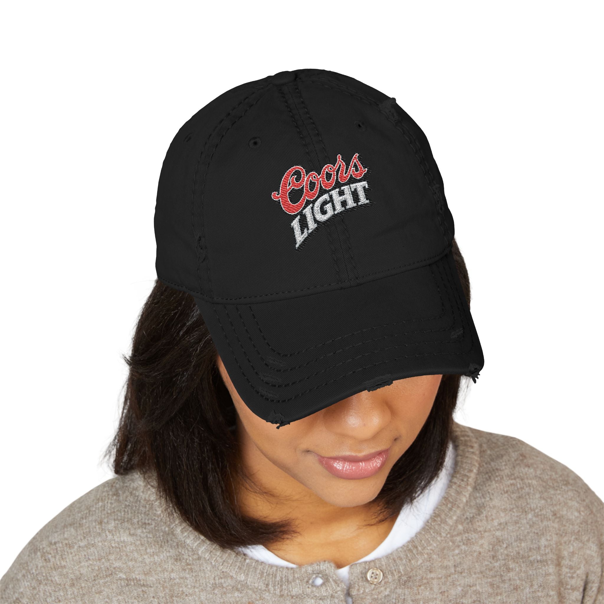 Coors Light Embroidered Distressed Dad Hat - Creations by Chris and Carlos