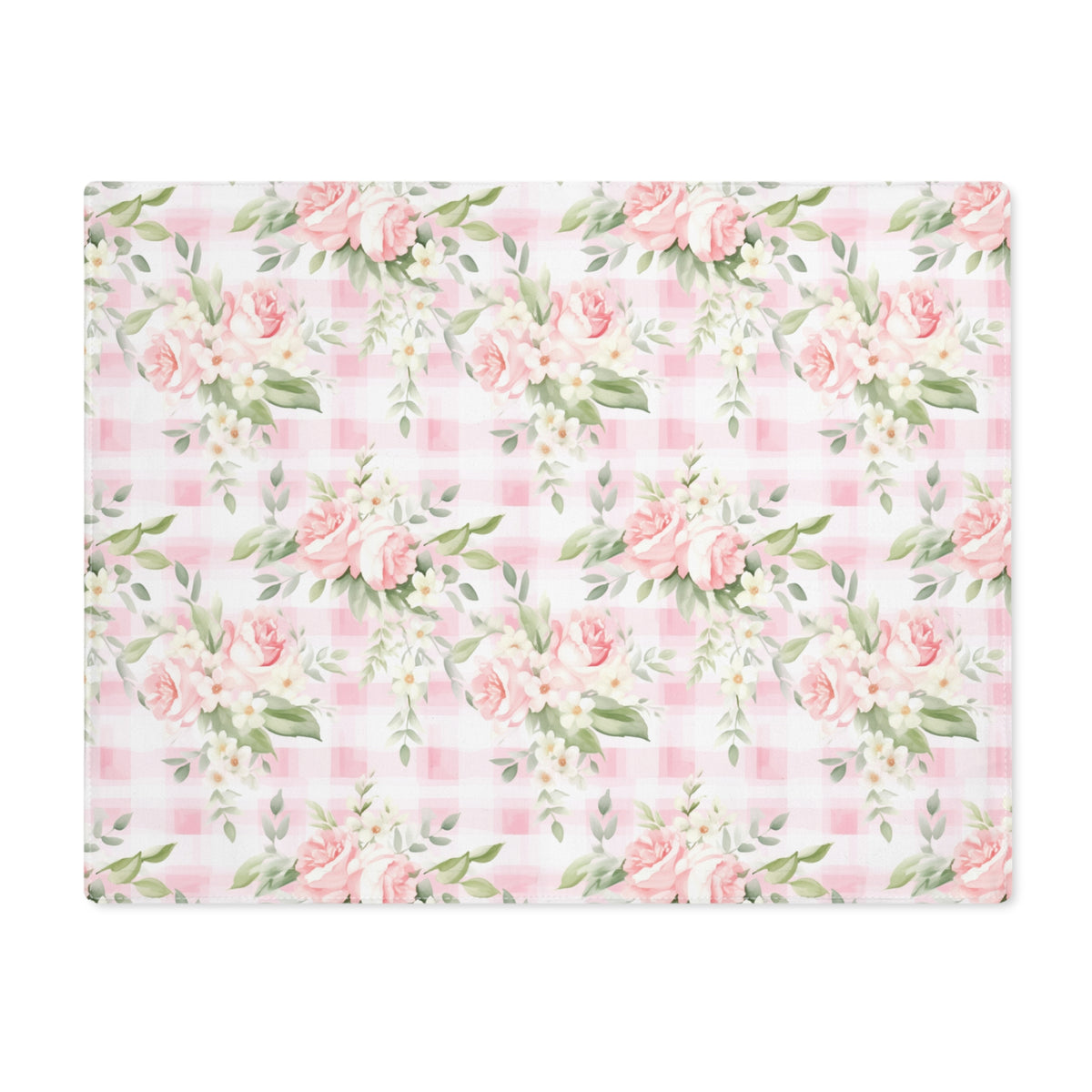Floral Pink Plaid Placemat – Vintage Rose Table Decor - Creations by Chris and Carlos