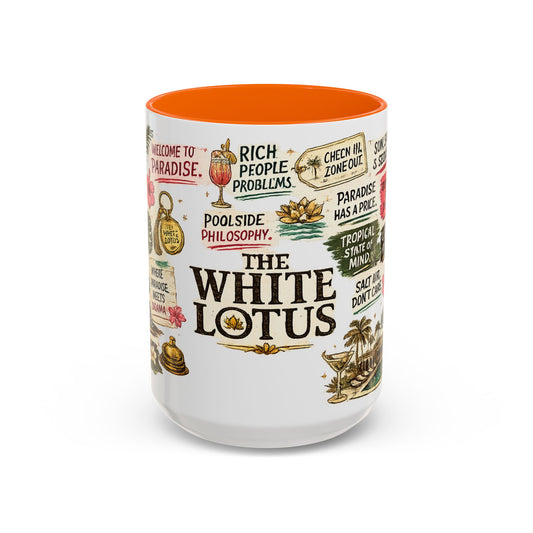 White Lotus Coffee Mug — Tropical Resort Quote Accent Mug - Creations by Chris and Carlos