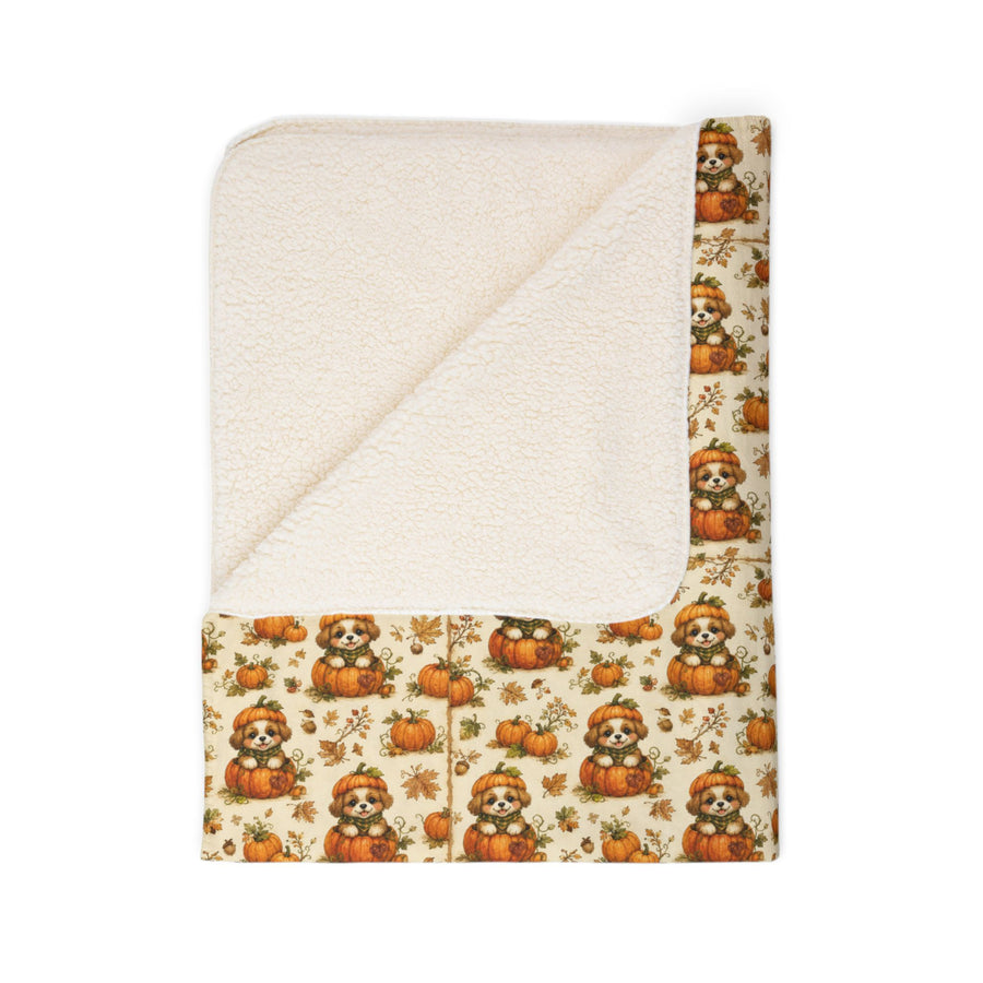 Sherpa Blanket — Autumn Pumpkin Harvest Pattern Cozy Throw