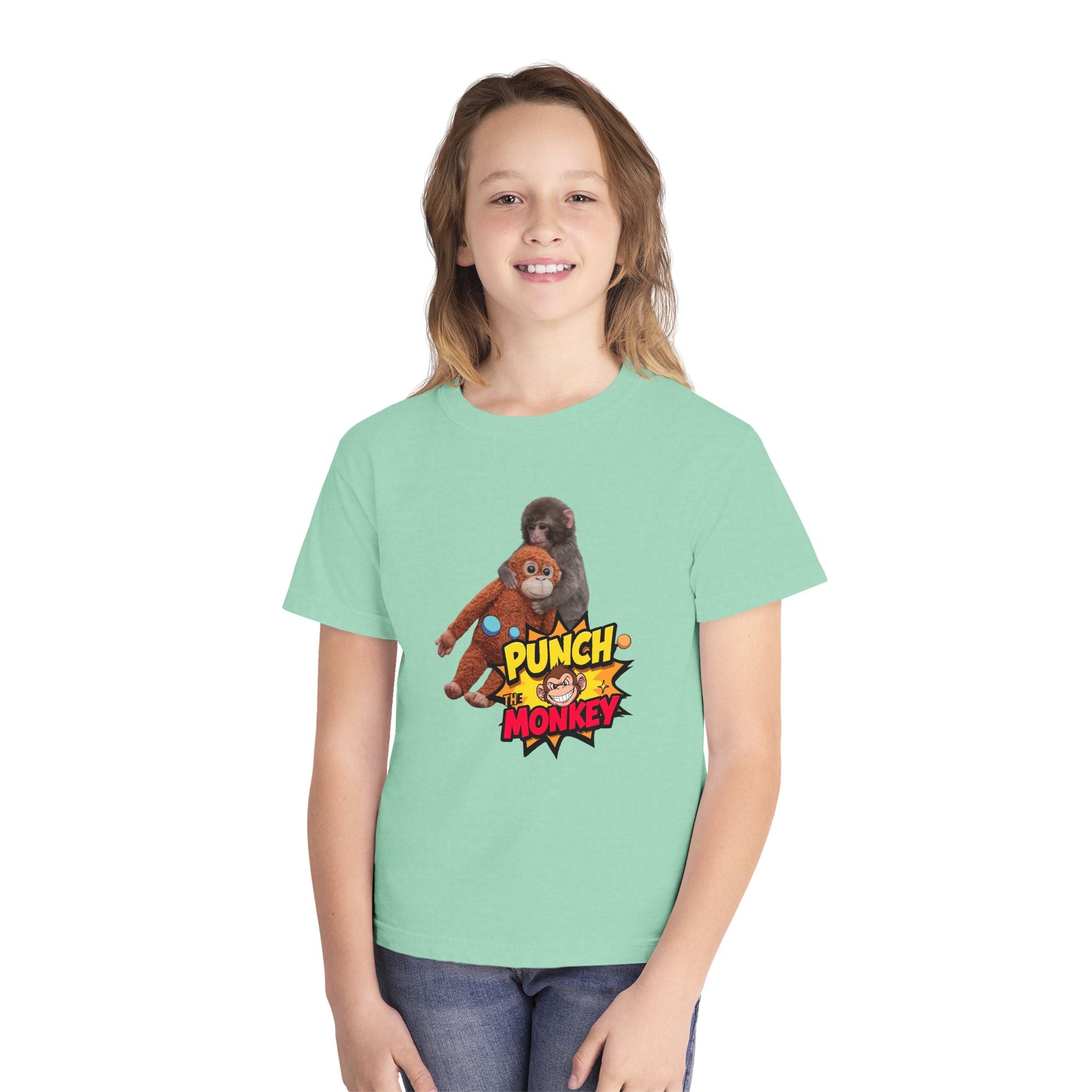 Punch Monkey Youth T‑Shirt — Cute Cartoon Monkey Graphic Tee for Kids - Creations by Chris and Carlos