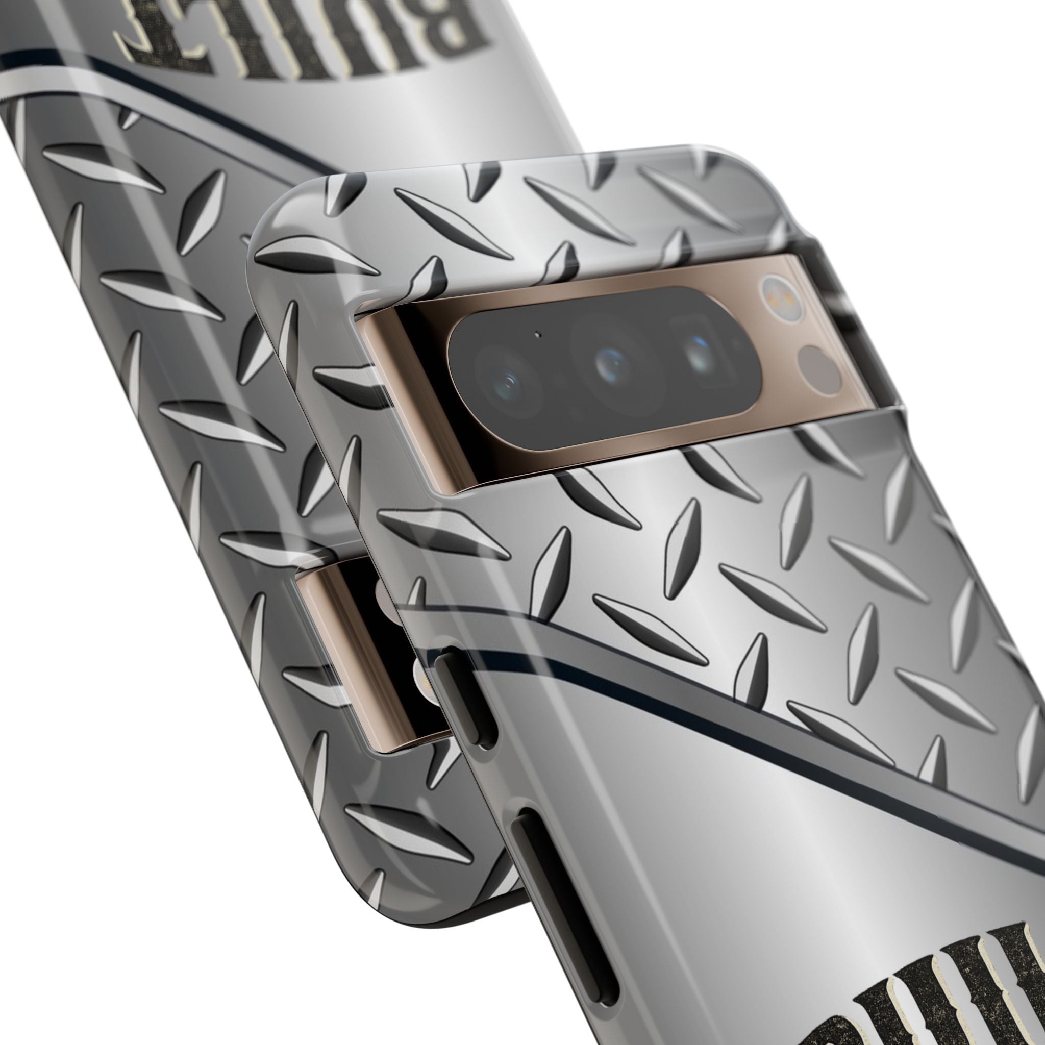 Built Not Bought Metal Diamond-Plate Phone Case — Rugged Tool Lover Gift - Creations by Chris and Carlos