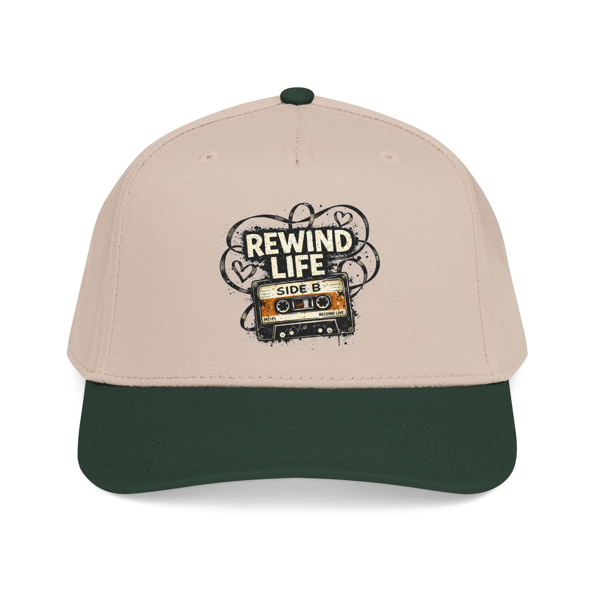 Rewind Life Cassette Cap — Retro Music Mid-Profile Baseball Hat - Creations by Chris and Carlos