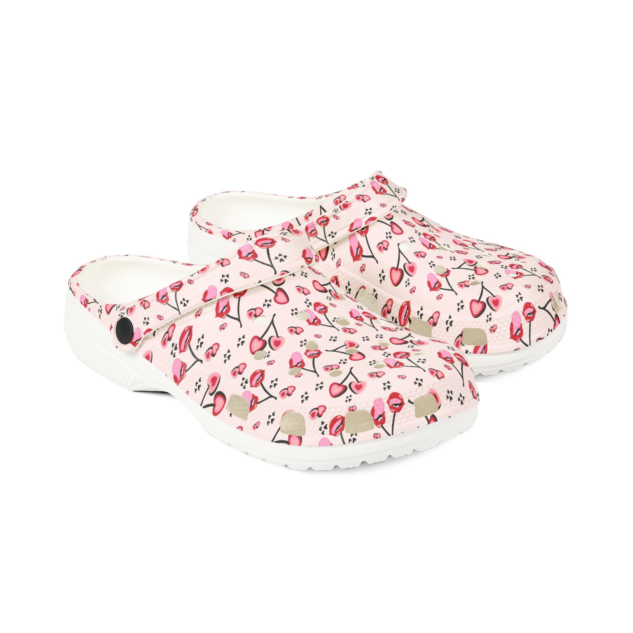 Floral Cherry Print EVA Clogs — Pink Garden Comfort Shoes - Creations by Chris and Carlos