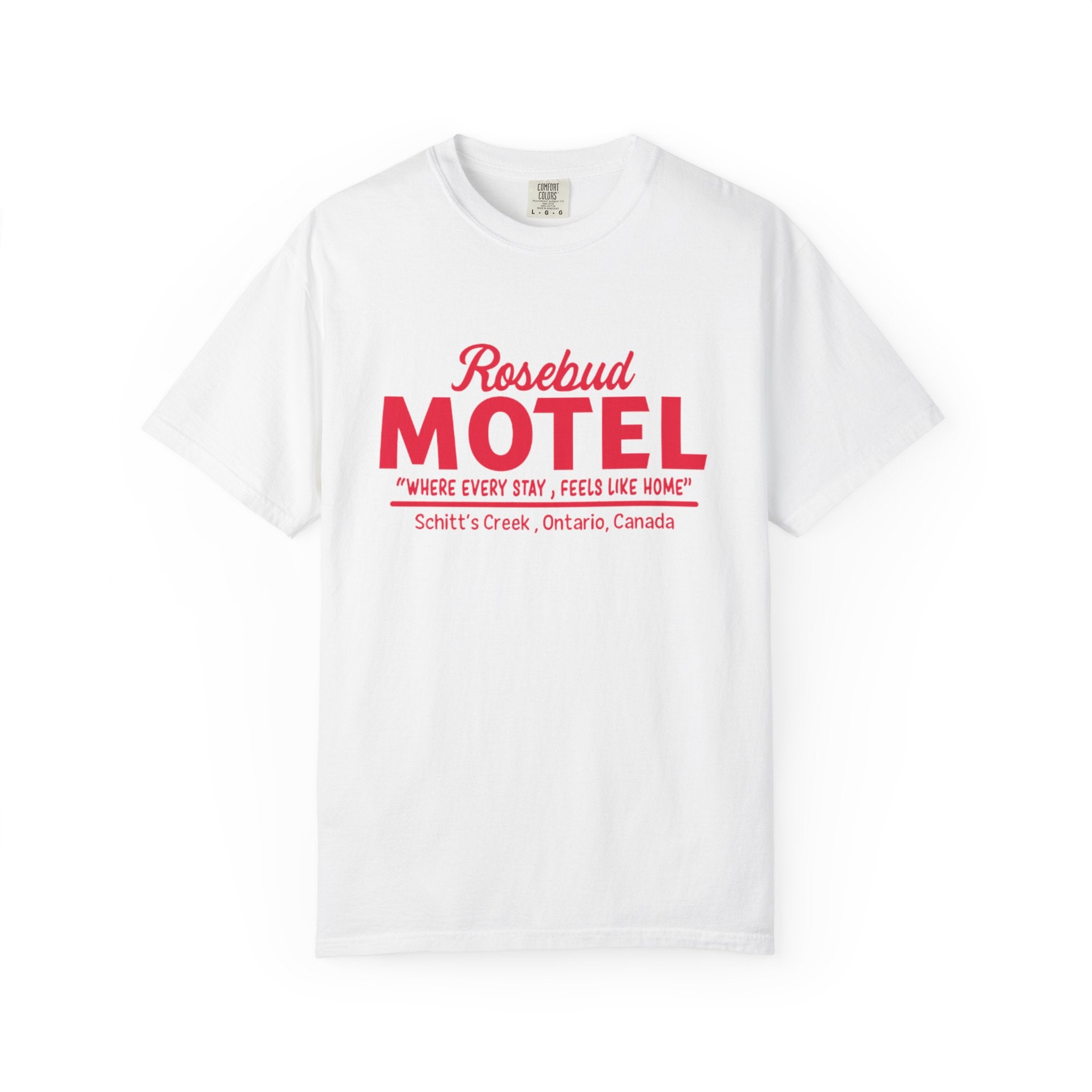 Rosebud Motel T-Shirt — Vintage 'Where Every Stay Feels Like Home' Graphic Tee - Creations by Chris and Carlos