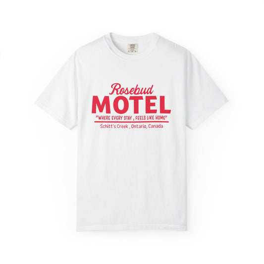 Rosebud Motel T-Shirt — Vintage 'Where Every Stay Feels Like Home' Graphic Tee - Creations by Chris and Carlos