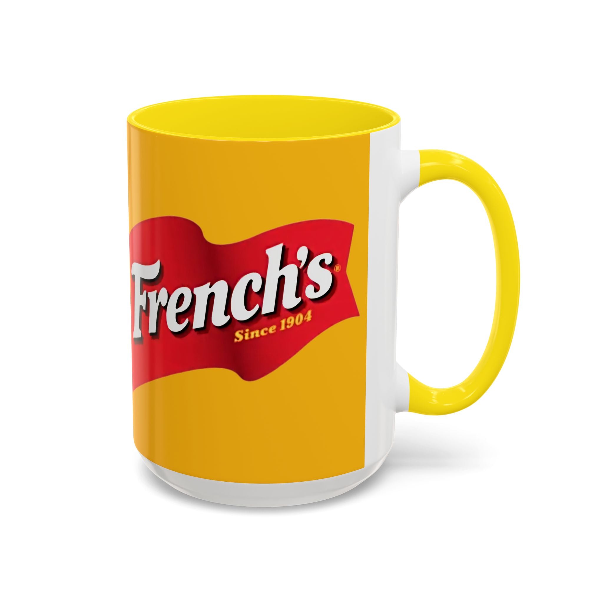 French's Mustard Logo Accent Coffee Mug — Retro Yellow 11/15oz - Creations by Chris and Carlos