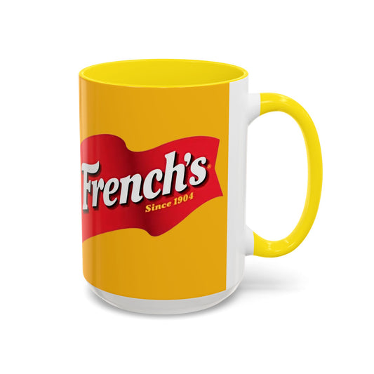 French's Mustard Logo Accent Coffee Mug — Retro Yellow 11/15oz - Creations by Chris and Carlos