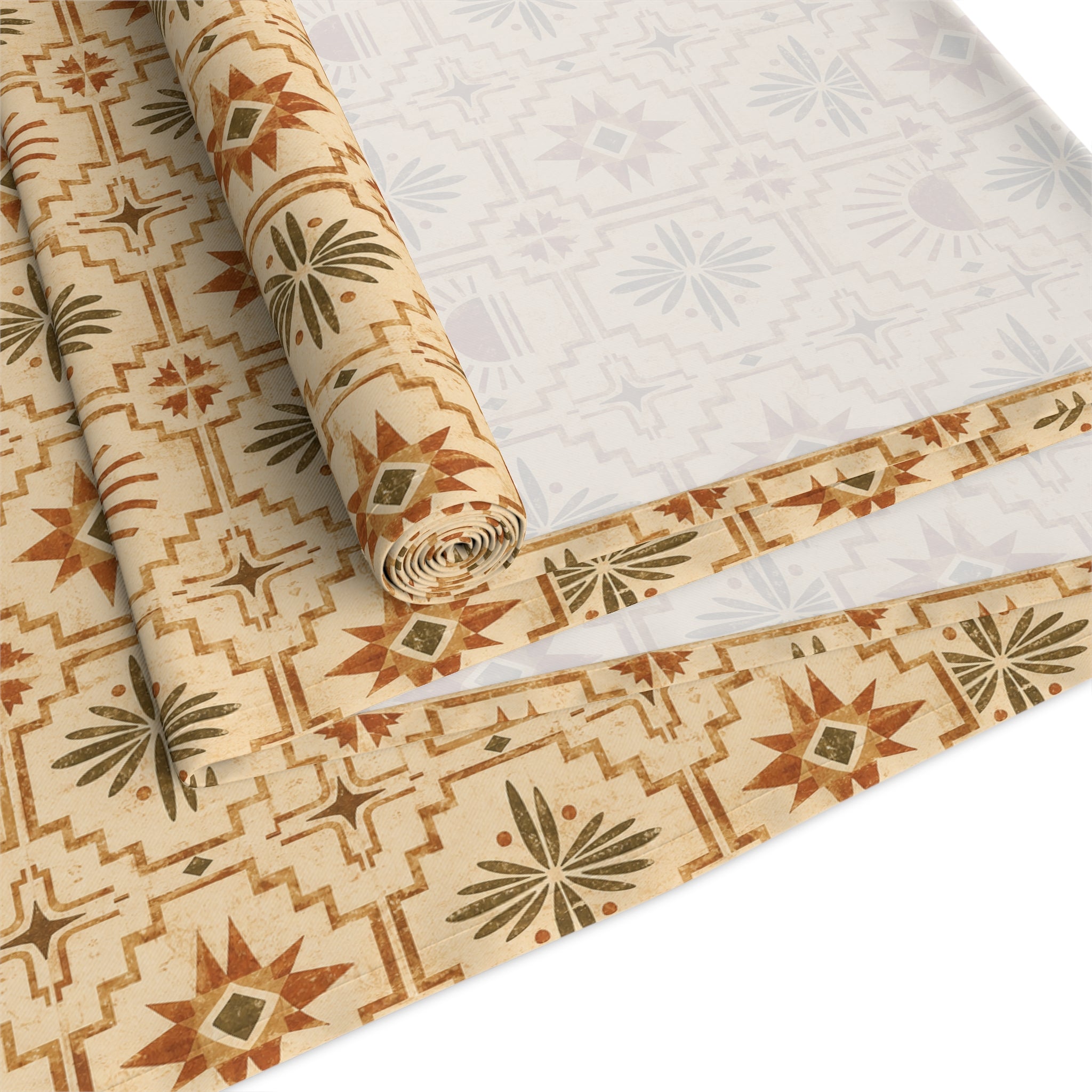 Southwestern Pattern Cotton-Poly Table Runner — Rustic Geometric Decor - Creations by Chris and Carlos