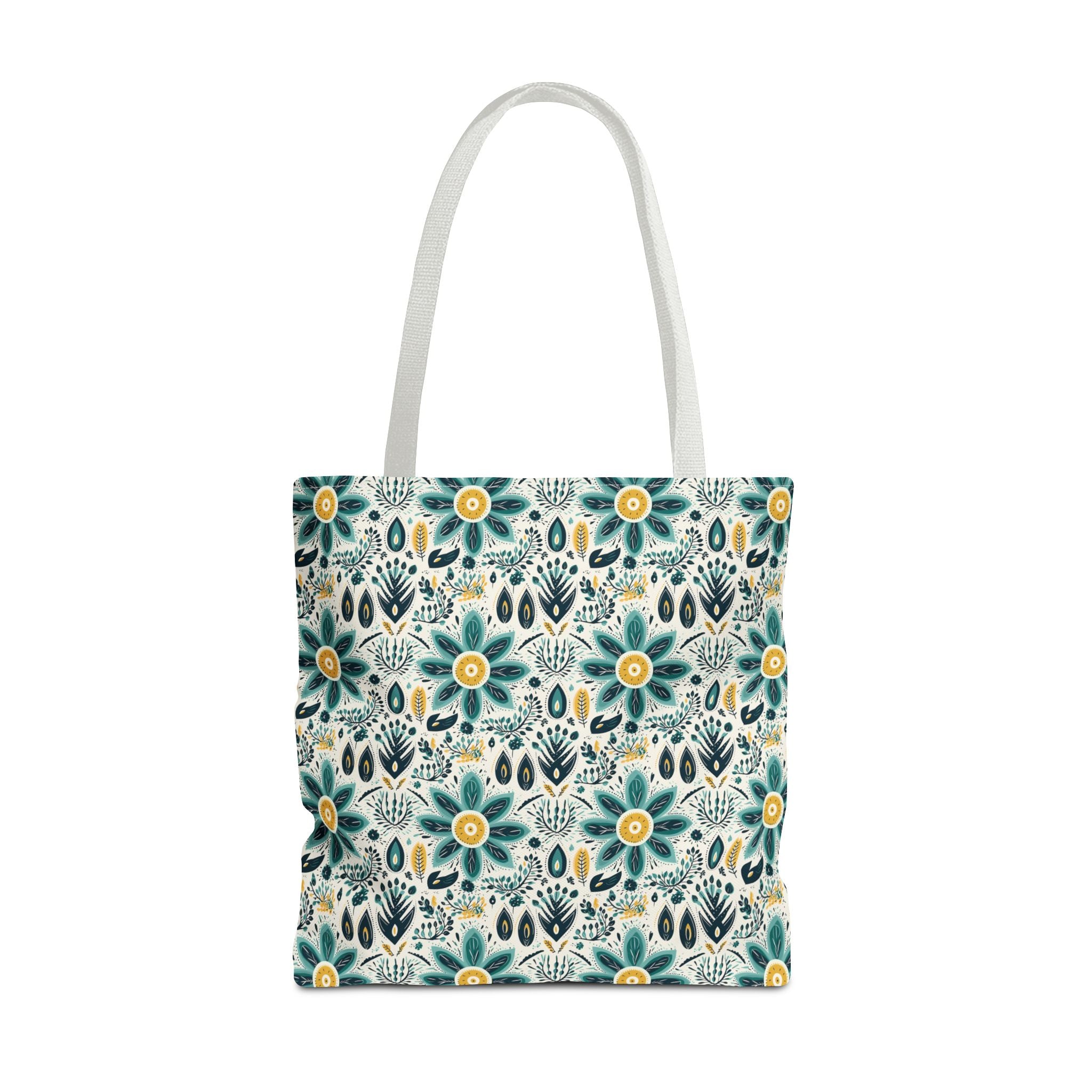 Sol y Alegría (Sun and Joy) Collection- Cactus Succulent Pattern Microfiber Blanket Soft Velveteen Throw for Home & Garden Lovers Floral Folk Art Tote Bag — Teal & Mustard All-Over Print - Creations by Chris and Carlos