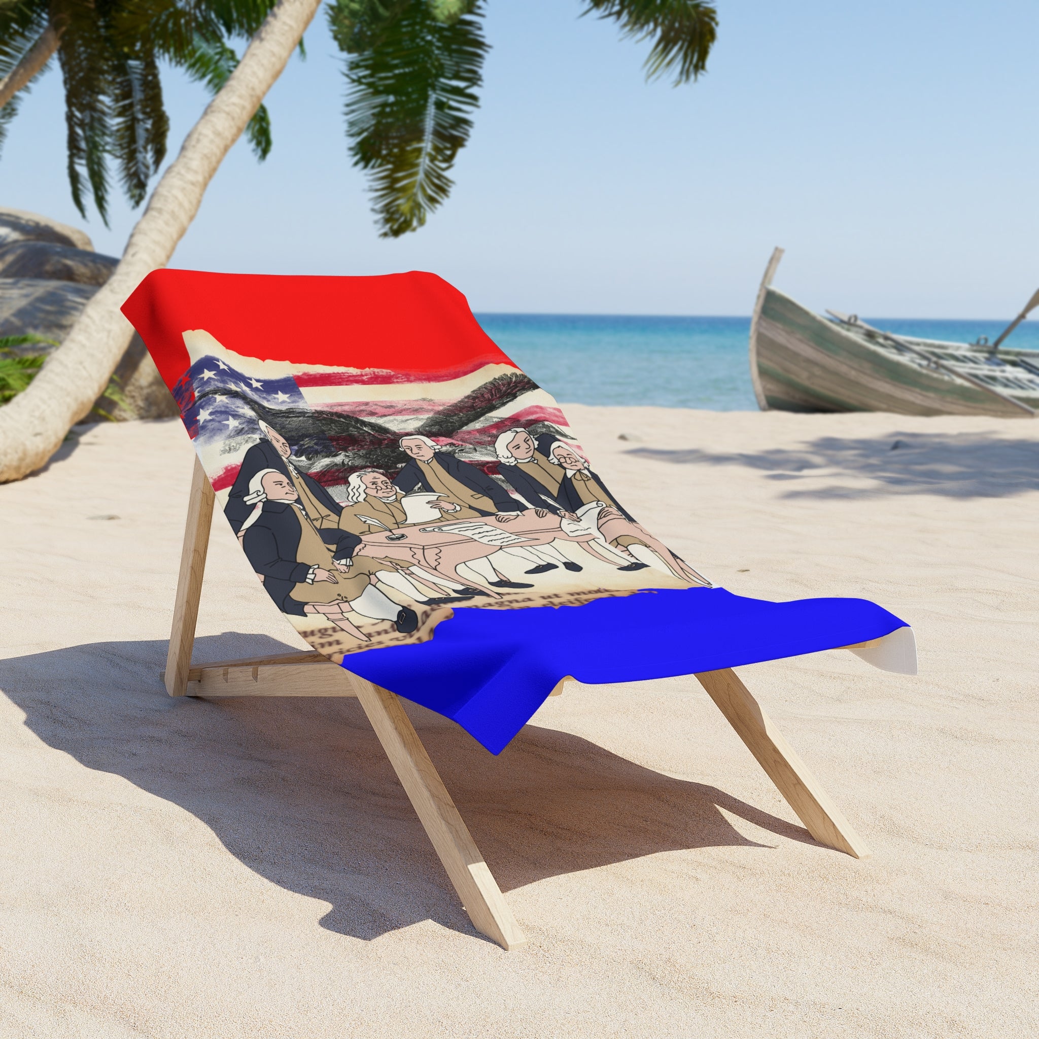 Patriotic Founding Fathers Beach Towel — American Flag Independence Day Pool Towel - Creations by Chris and Carlos