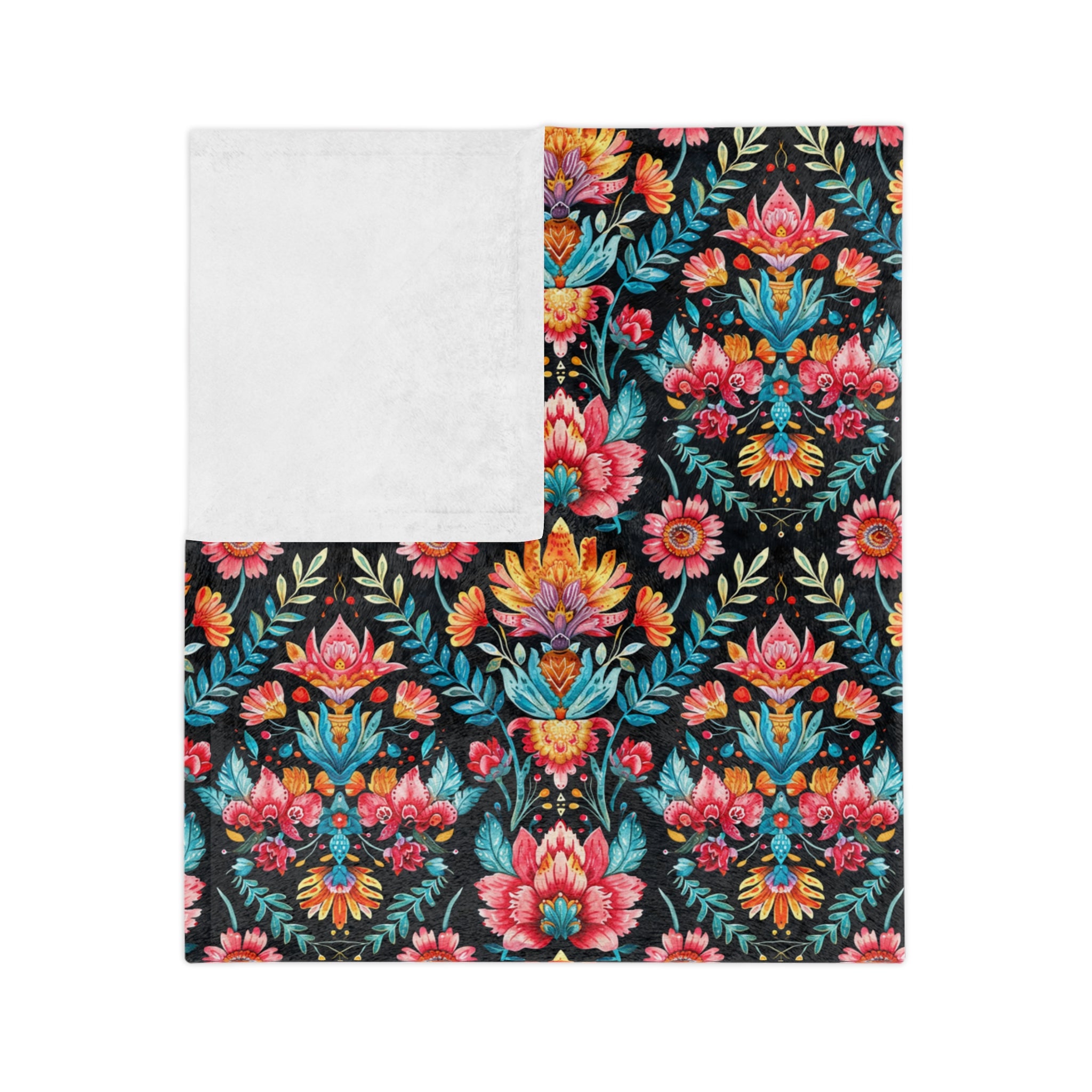 Sol y Alegría (Sun and Joy) Collection- Floral Velvet Microfiber Blanket Boho Botanical Pattern, Cozy Throw for Living Room & Bedroom - Creations by Chris and Carlos