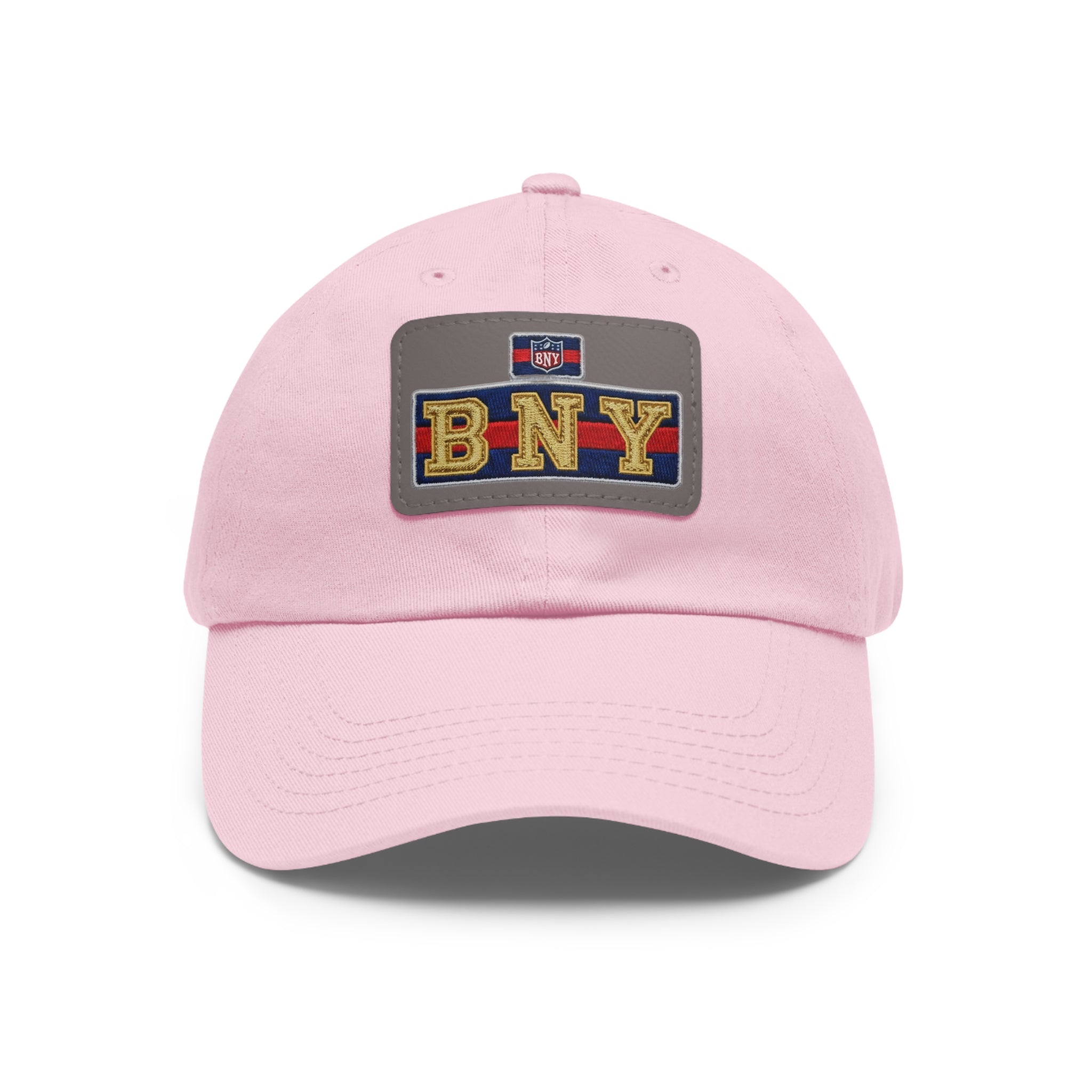 BNY Leather Patch Dad Hat – Vintage Varsity Baseball Cap - Creations by Chris and Carlos
