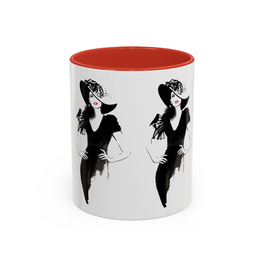 Elegant Lady Fashion Coffee Mug – Vintage Chic Black & White Accent - Creations by Chris and Carlos