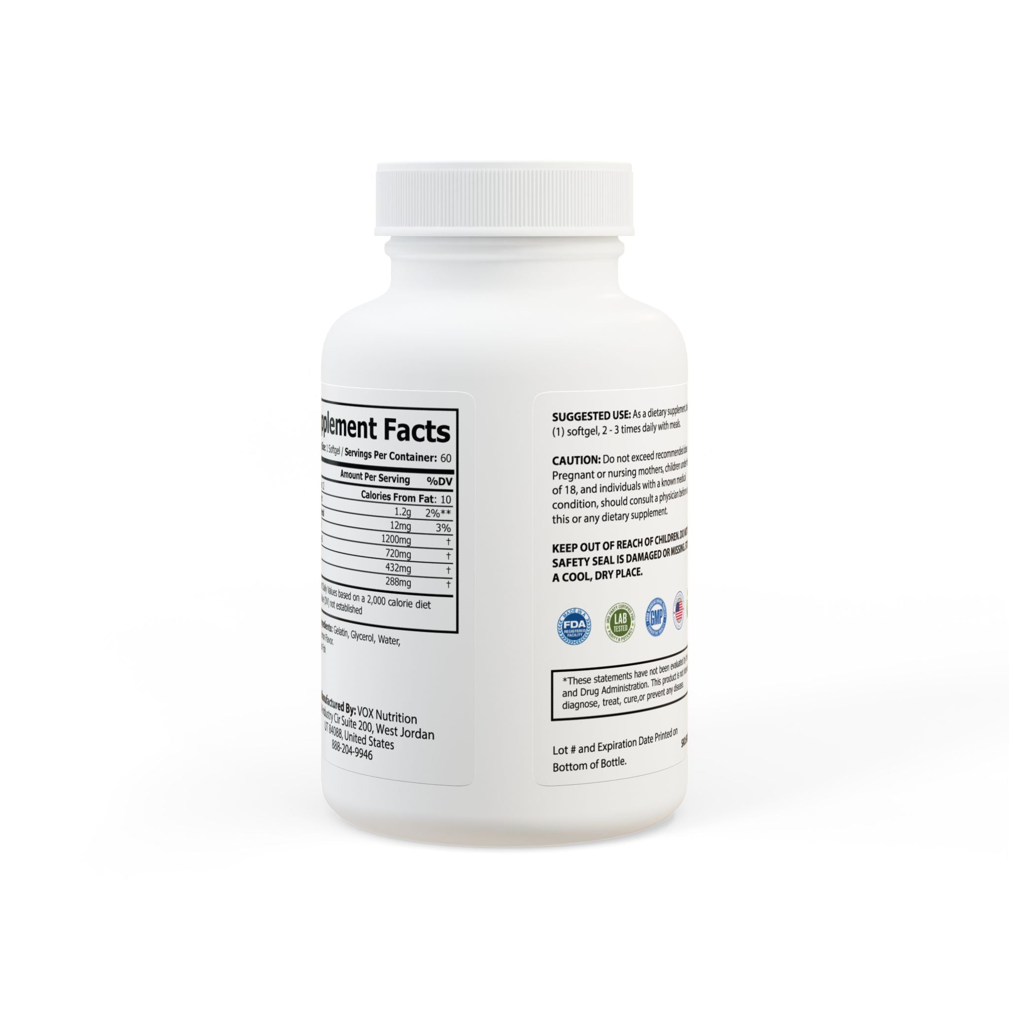 Omega 3 Fish Oil Supplement (60 Softgels) - Creations by Chris and Carlos