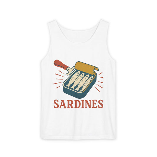 Sardines Graphic Tank Top — Retro Canned Fish Illustration - Creations by Chris and Carlos