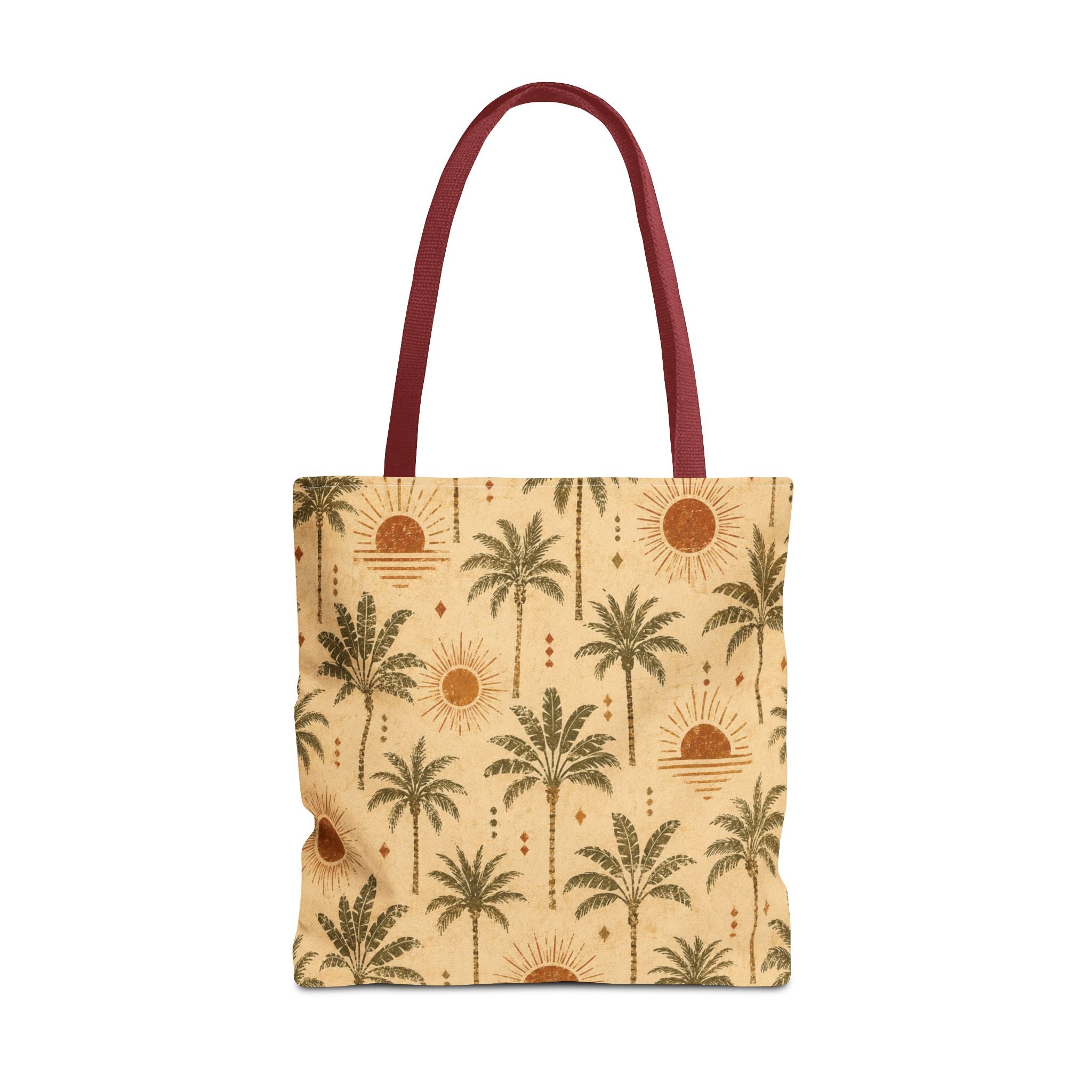 Palm Tree Sunset Tote Bag – Vintage Tropical Canvas Beach Shopper - Creations by Chris and Carlos