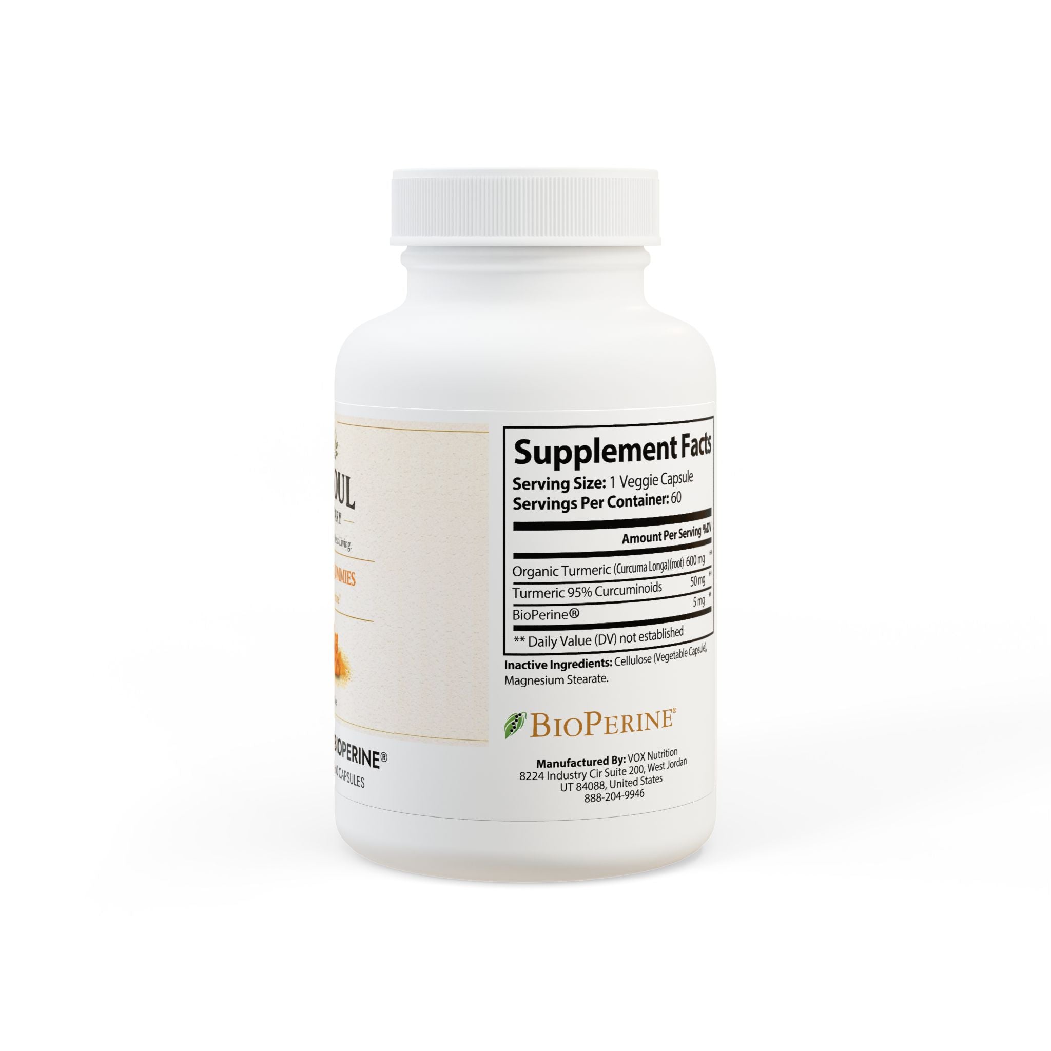 Turmeric with BioPerine® (Black Pepper Fruit Extract) Supplement (60 Capsules) - Creations by Chris and Carlos