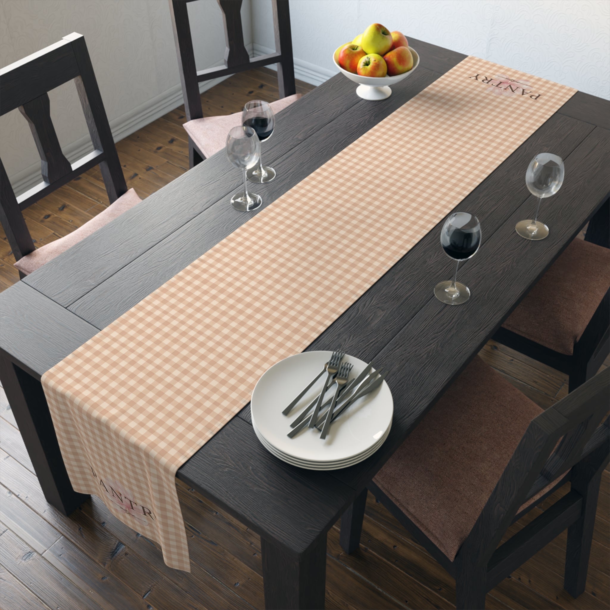Farmhouse Gingham Table Runner — "Pantry" Cotton-Blend Decor - Creations by Chris and Carlos