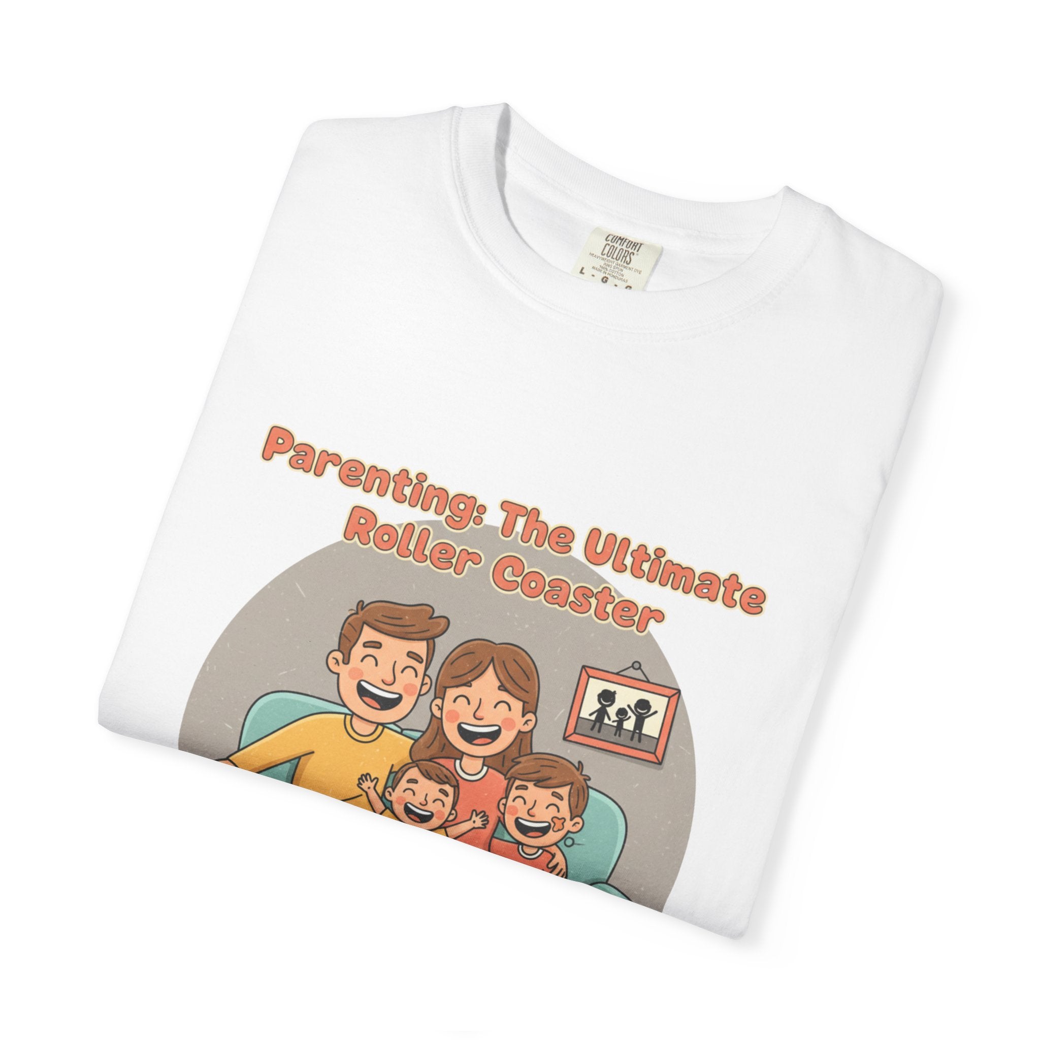 T-Shirt — "Parenting: The Ultimate Roller Coaster" Funny Retro Graphic Tee - Creations by Chris and Carlos