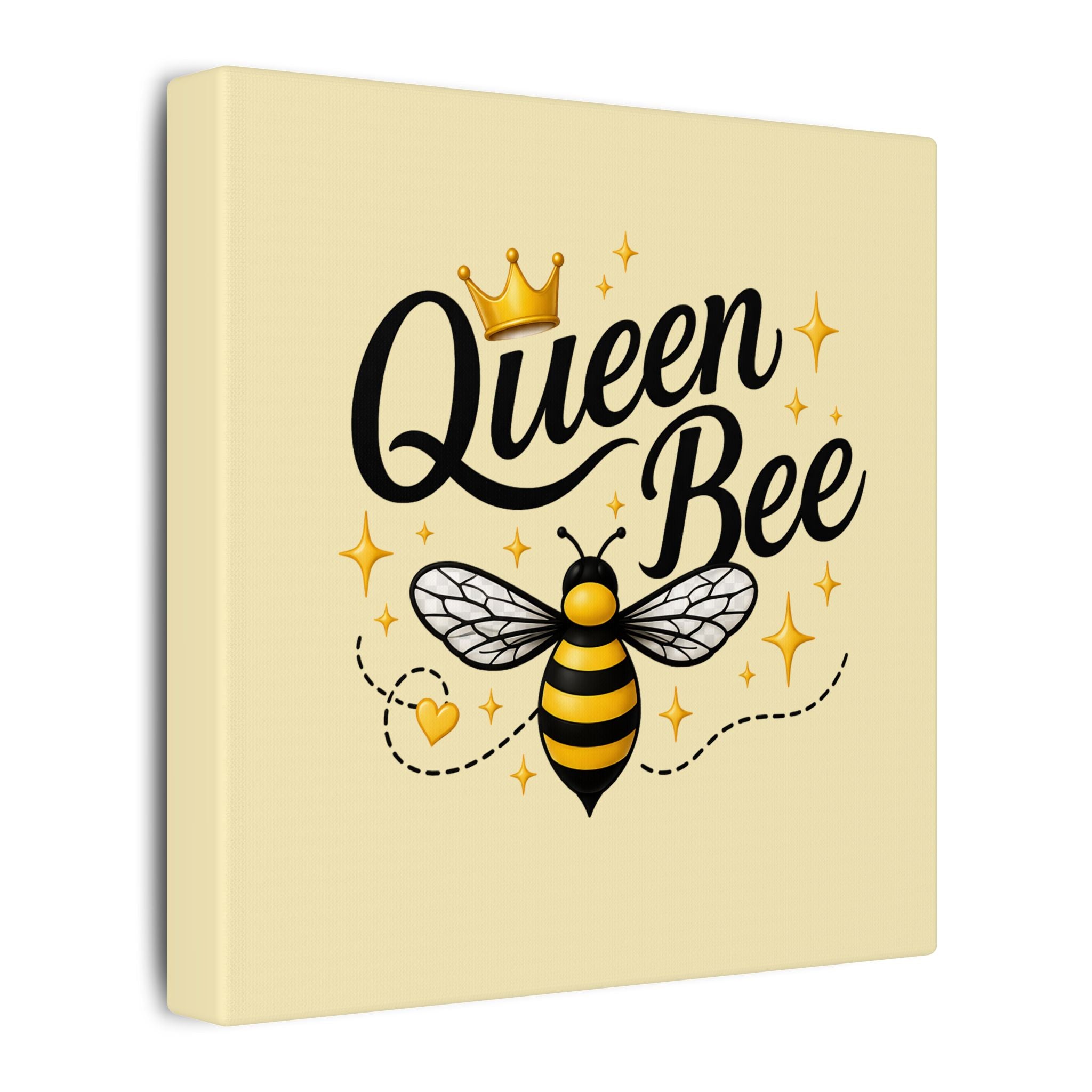 Queen Bee Canvas Wall Art — Yellow Bee Crown Typography Print - Creations by Chris and Carlos