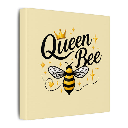 Queen Bee Canvas Wall Art — Yellow Bee Crown Typography Print - Creations by Chris and Carlos