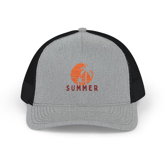 Trucker Cap - Sunset Palm 'SUMMER' Logo - Creations by Chris and Carlos