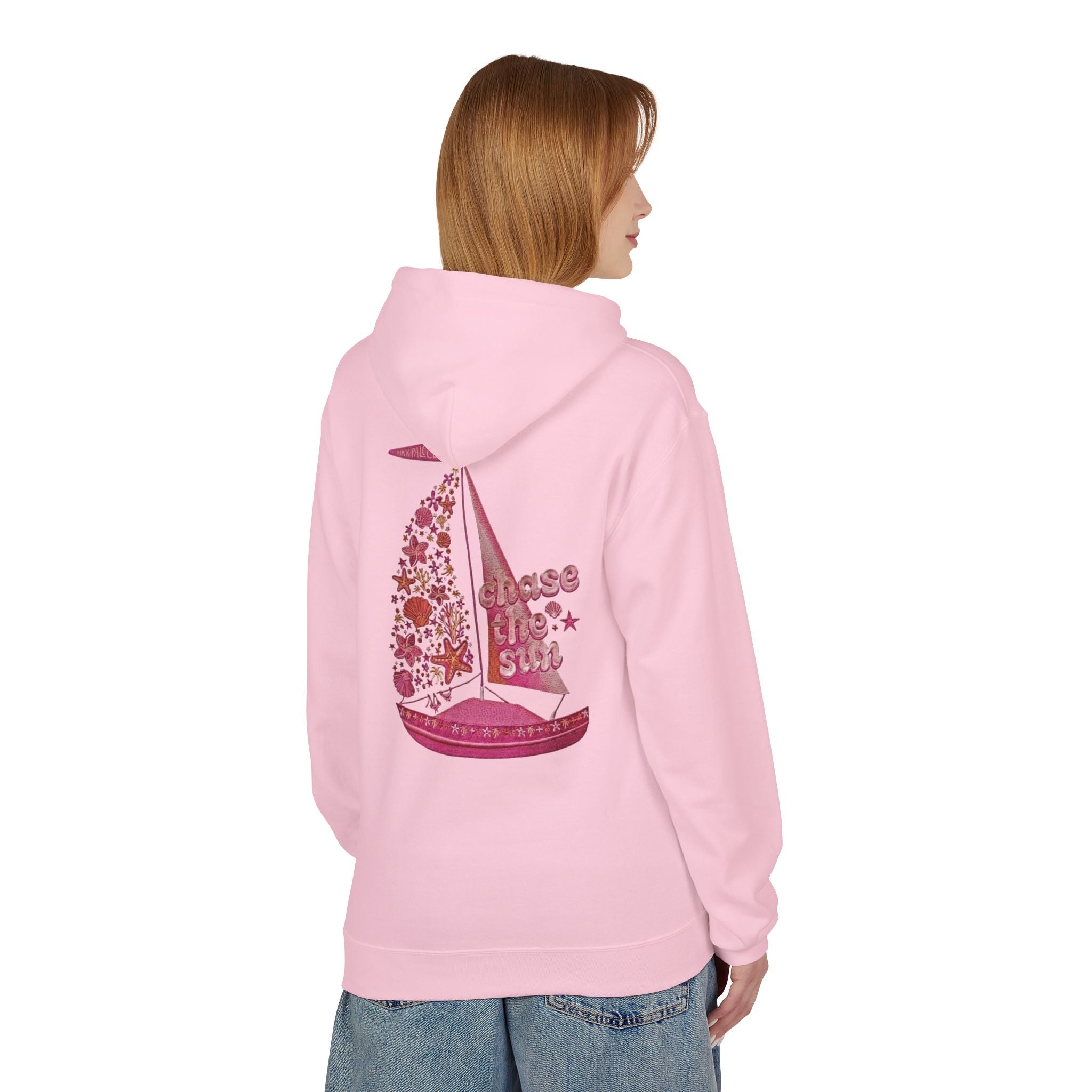 Pinky Palmtree Puff  Floral Graphic Hoodie — Vintage Botanical Note Print - Creations by Chris and Carlos