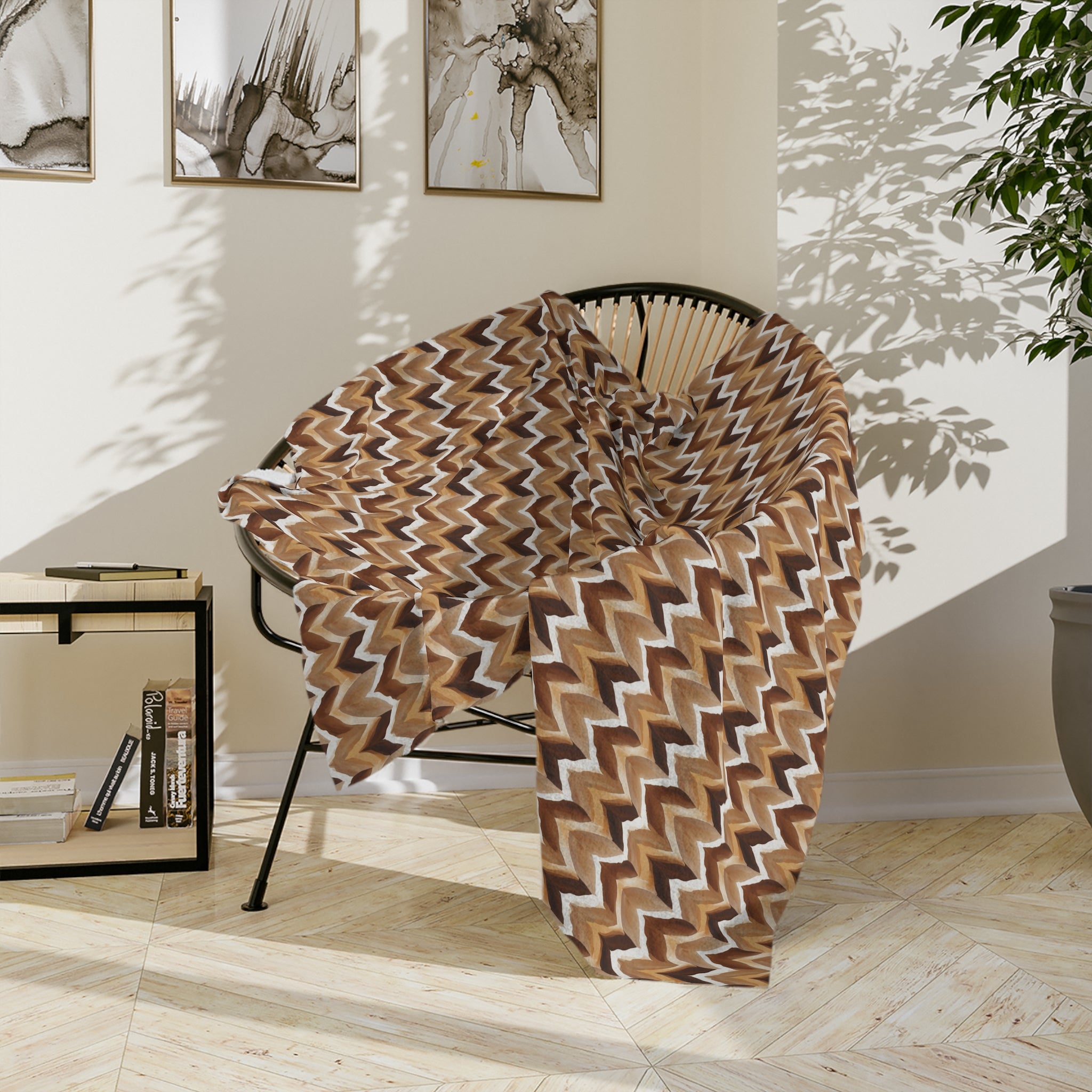 Chevron Knit Velvet Throw Blanket — Cozy Brown Microfiber Blanket - Creations by Chris and Carlos