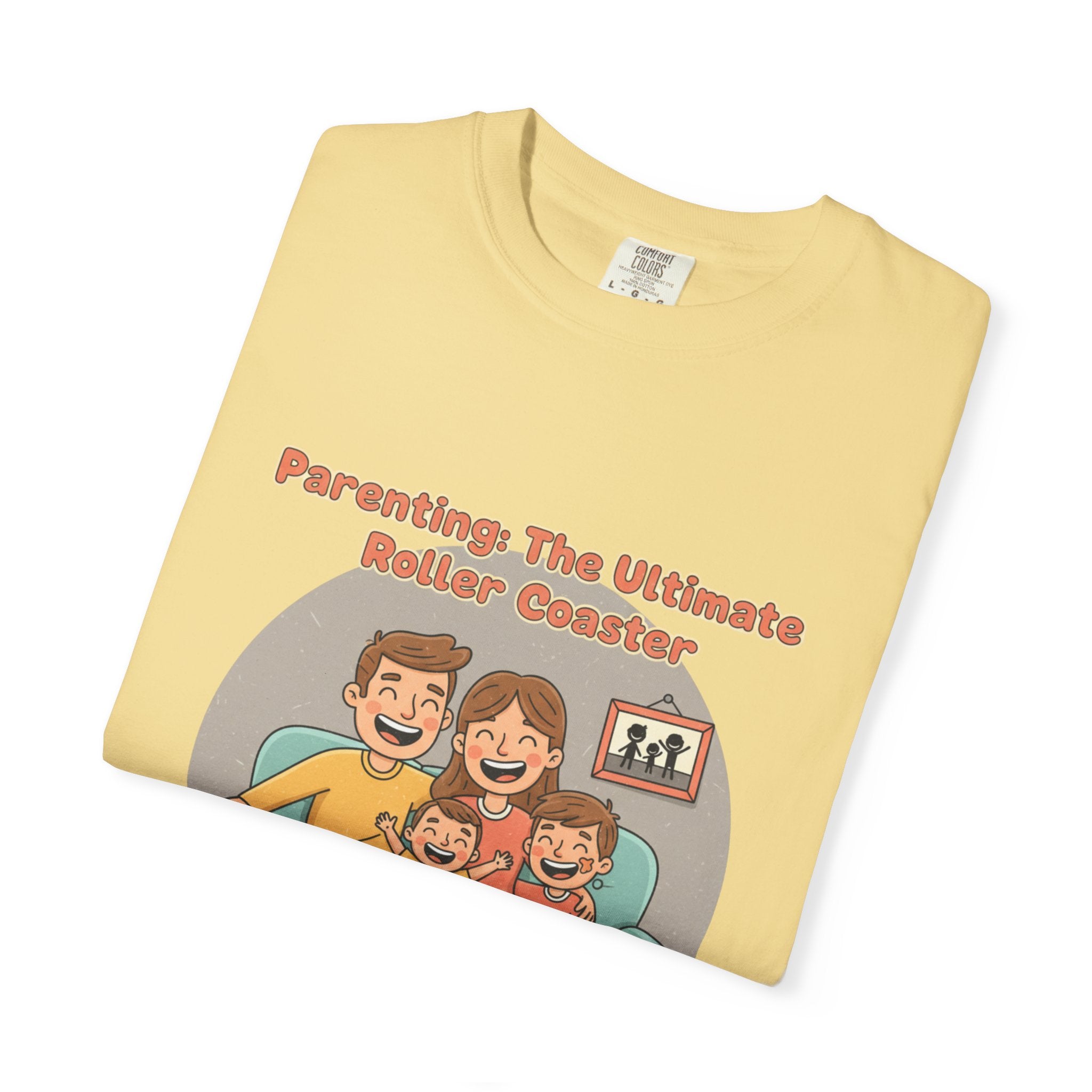 T-Shirt — "Parenting: The Ultimate Roller Coaster" Funny Retro Graphic Tee - Creations by Chris and Carlos
