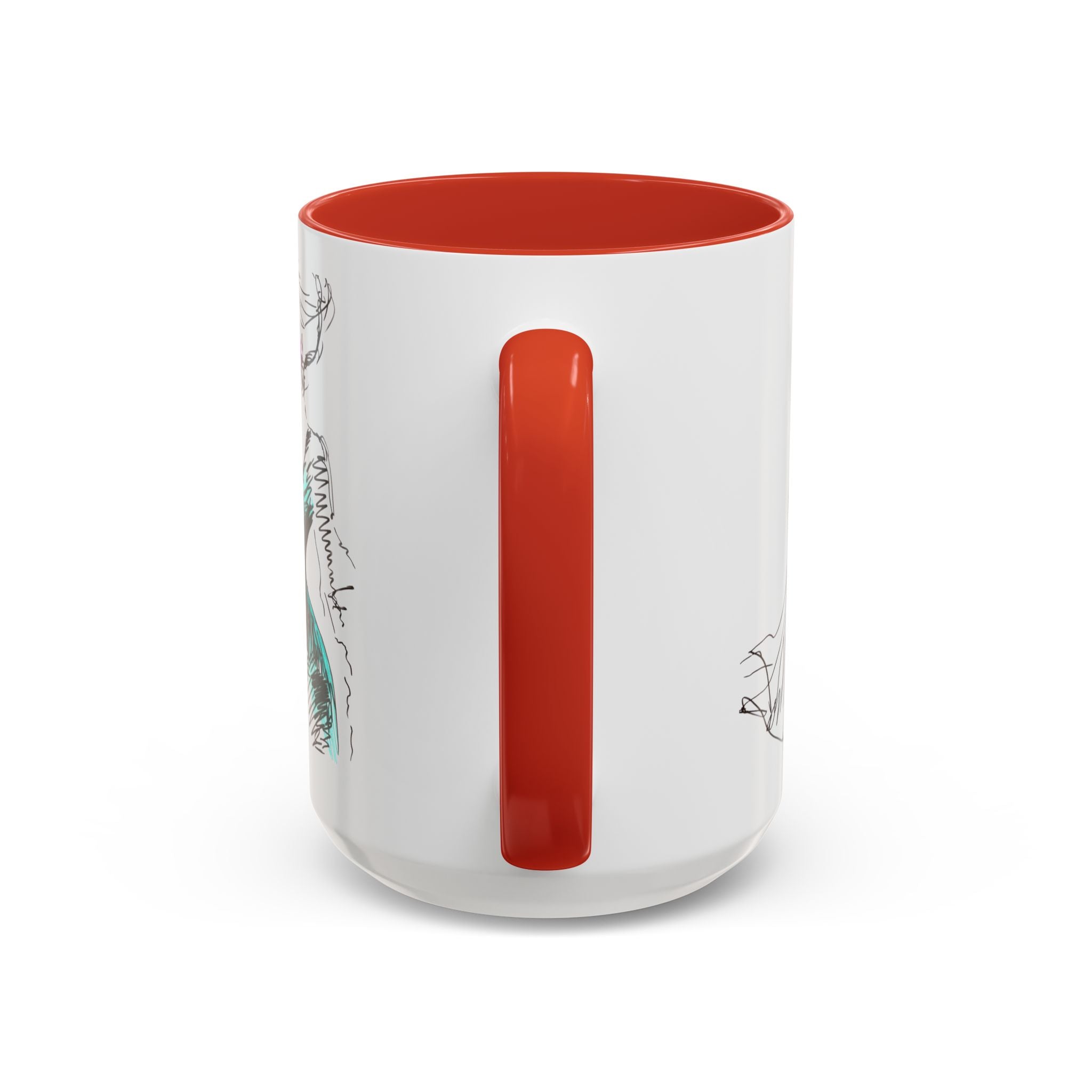 Fashion Sketch Accent Coffee Mug — Chic Hand-Drawn Dress Illustration (11/15 oz) - Creations by Chris and Carlos
