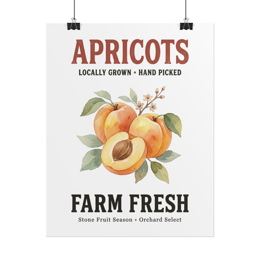 Apricots Farm Fresh Poster — Vintage Fruit Kitchen Wall Art - Creations by Chris and Carlos