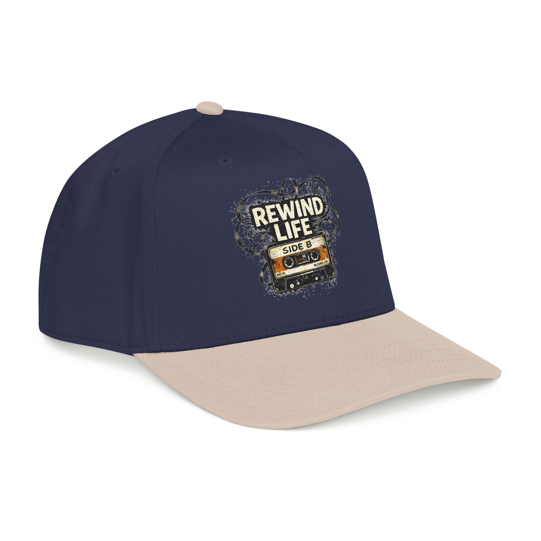 Rewind Life Cassette Cap — Retro Music Mid-Profile Baseball Hat - Creations by Chris and Carlos