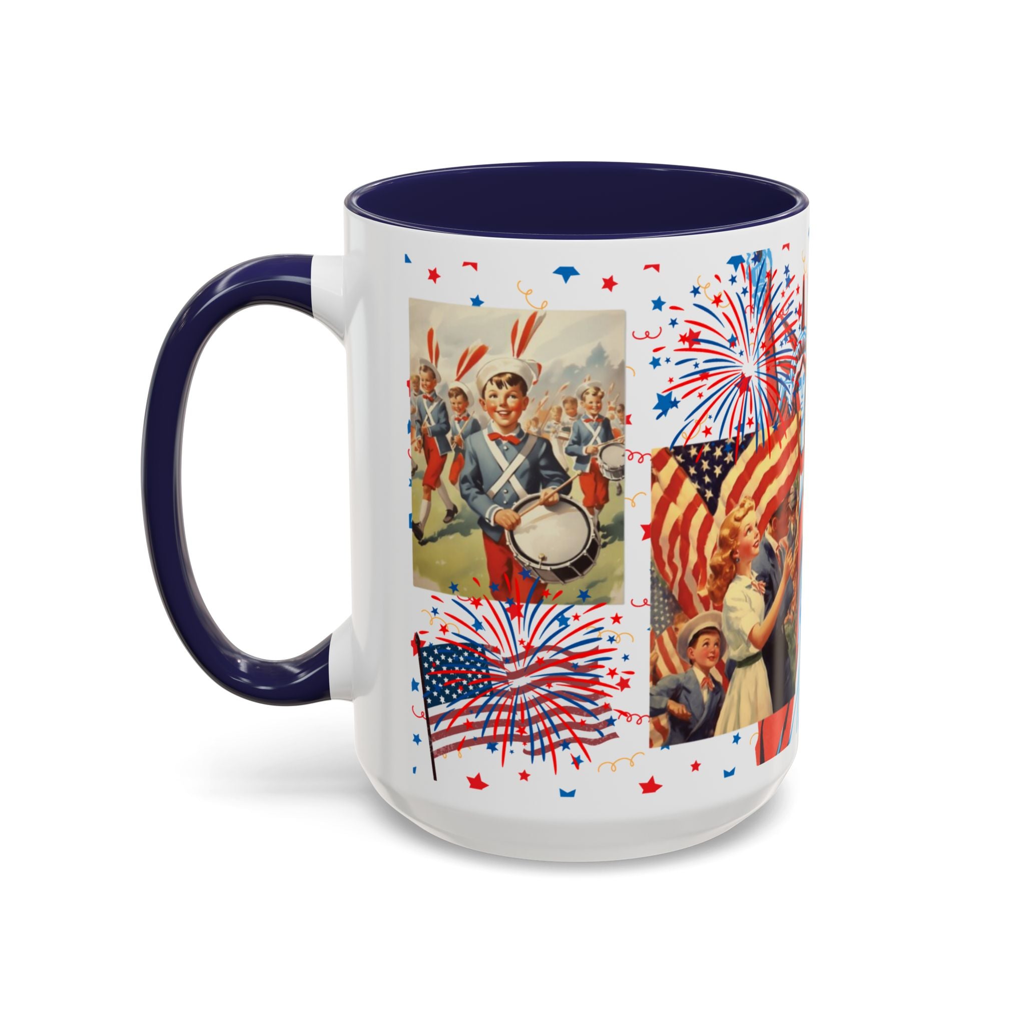 Patriotic Vintage 4th of July Accent Mug – 'Land of the Free, Home of the Brave' - Creations by Chris and Carlos