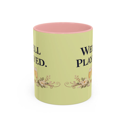 Well Played Coffee Mug — Floral Champagne Accent 11/15oz - Creations by Chris and Carlos