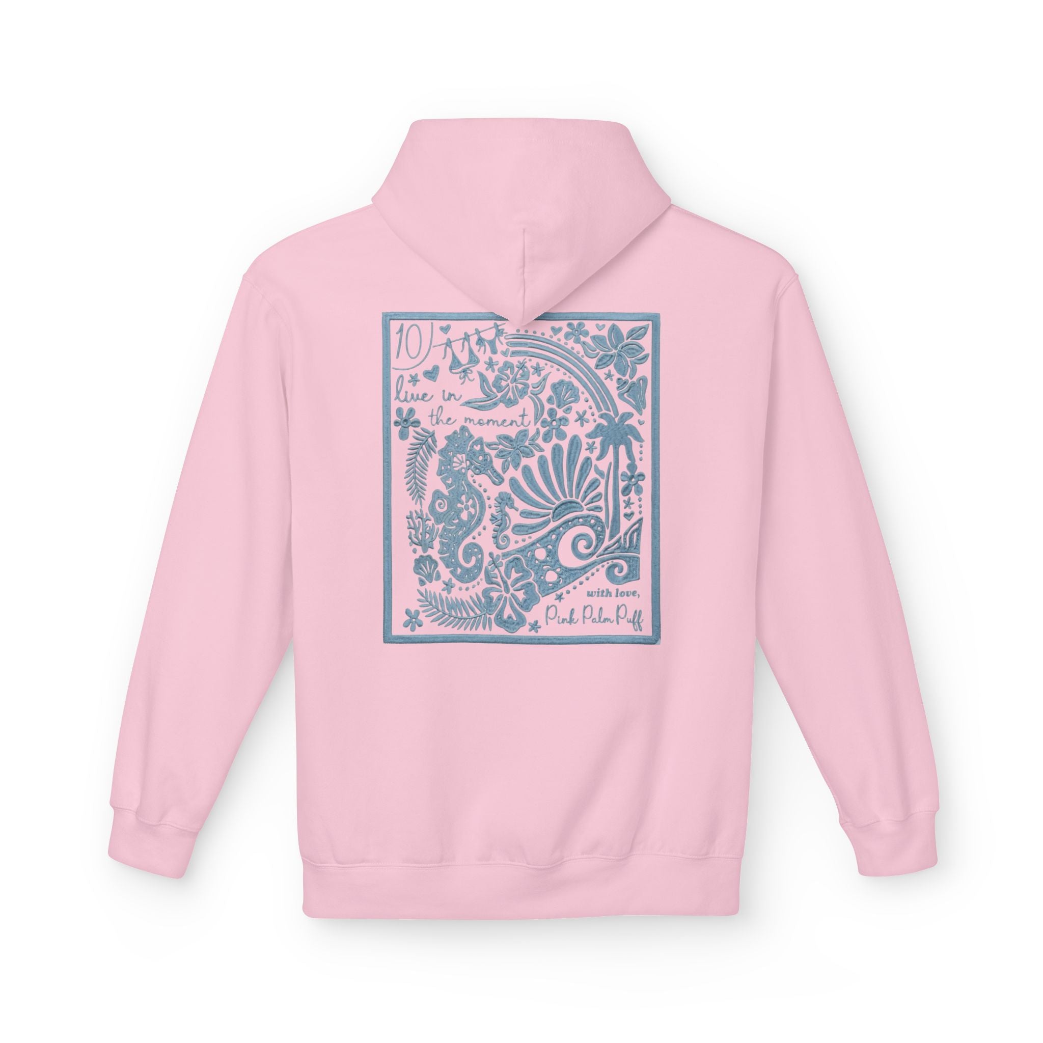 Pinky Palmtree Puff Floral Graphic Hoodie — Vintage Botanical Note Print - Creations by Chris and Carlos