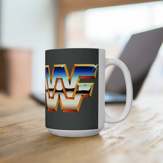 WWF Retro 80s Logo- White Ceramic Mugs - Creations by Chris and Carlos