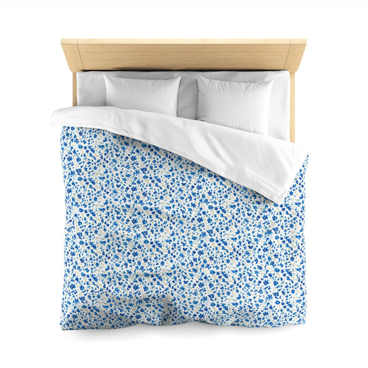 The Artisanal Flora Gallery Blue Ditsy Floral Microfiber Duvet Cover - Creations by Chris and Carlos