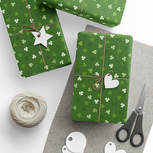 Shamrock Green Wrapping Paper Roll – Clover Pattern Gift Wrap for St. Patrick’s Day - Creations by Chris and Carlos