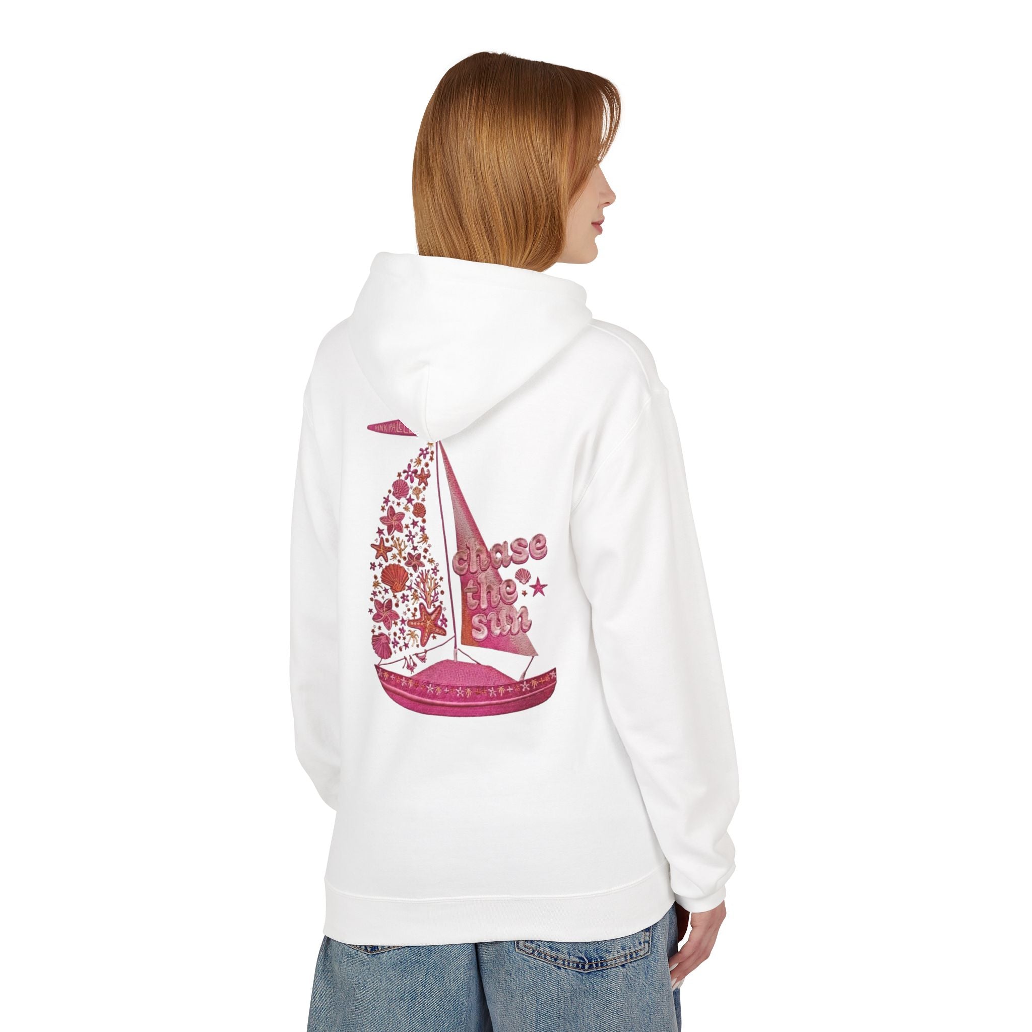 Pinky Palmtree Puff  Floral Graphic Hoodie — Vintage Botanical Note Print - Creations by Chris and Carlos