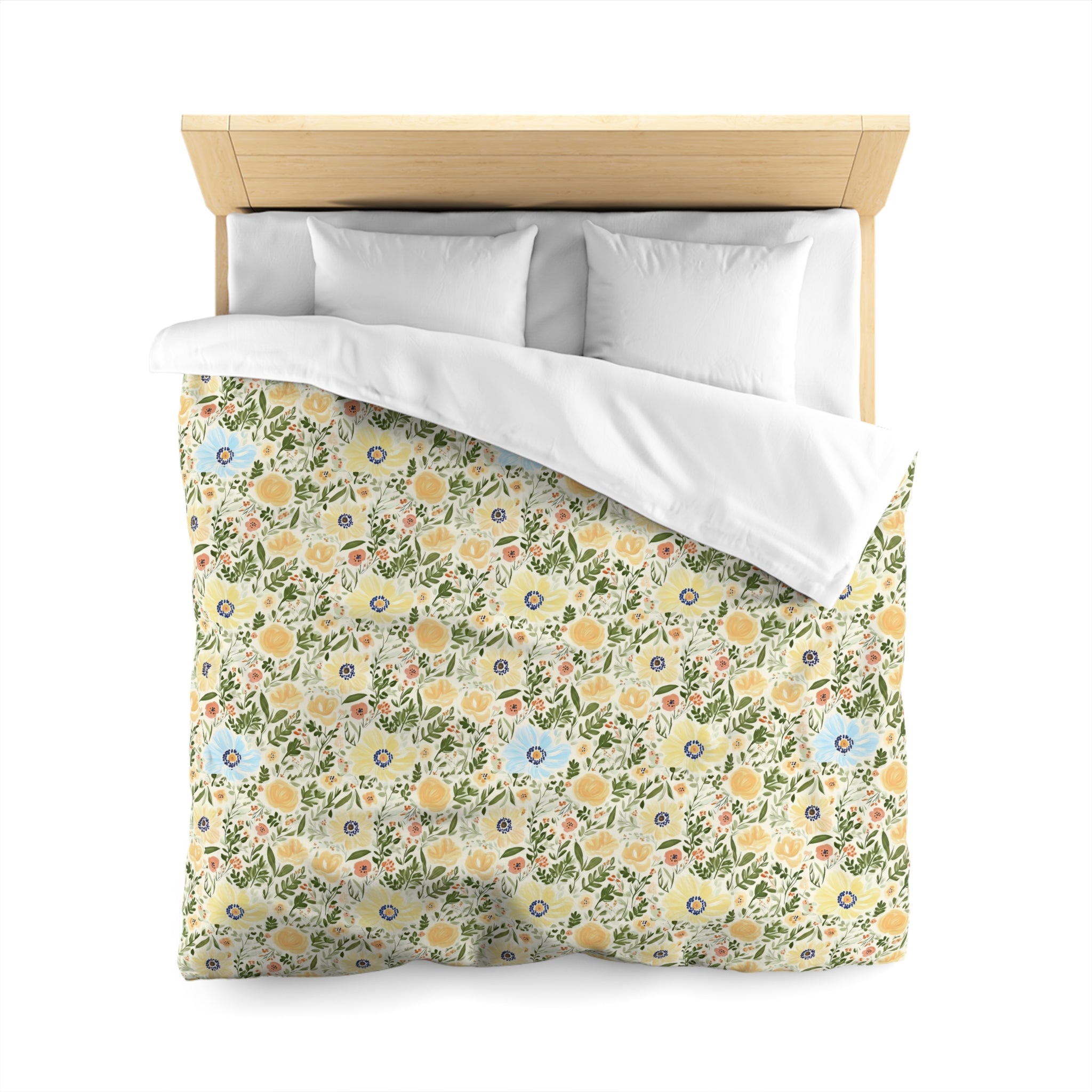 The Artisanal Flora Gallery Vintage Floral Duvet Cover — Pastel Wildflower Microfiber Bedding - Creations by Chris and Carlos