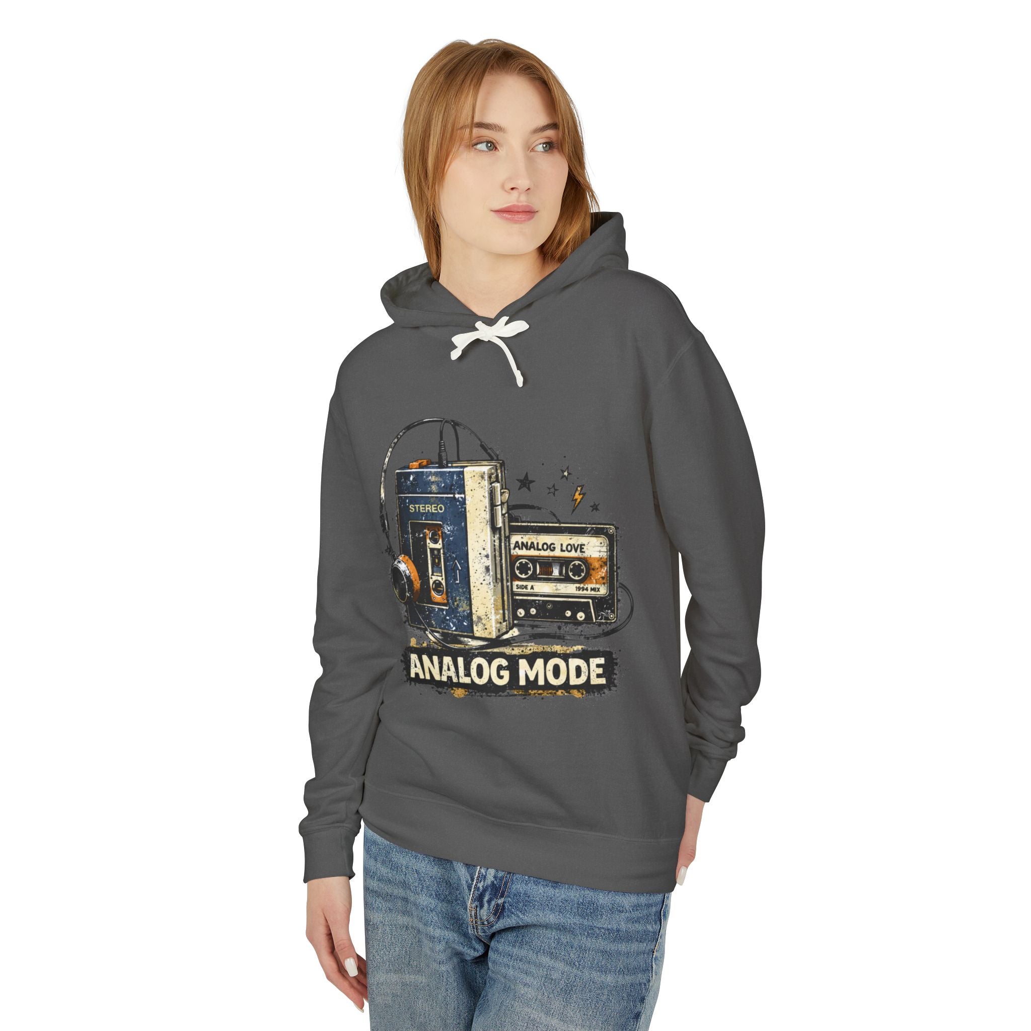 Analog Mode Hoodie — Retro Cassette & Walkman Vintage Music Pullover - Creations by Chris and Carlos