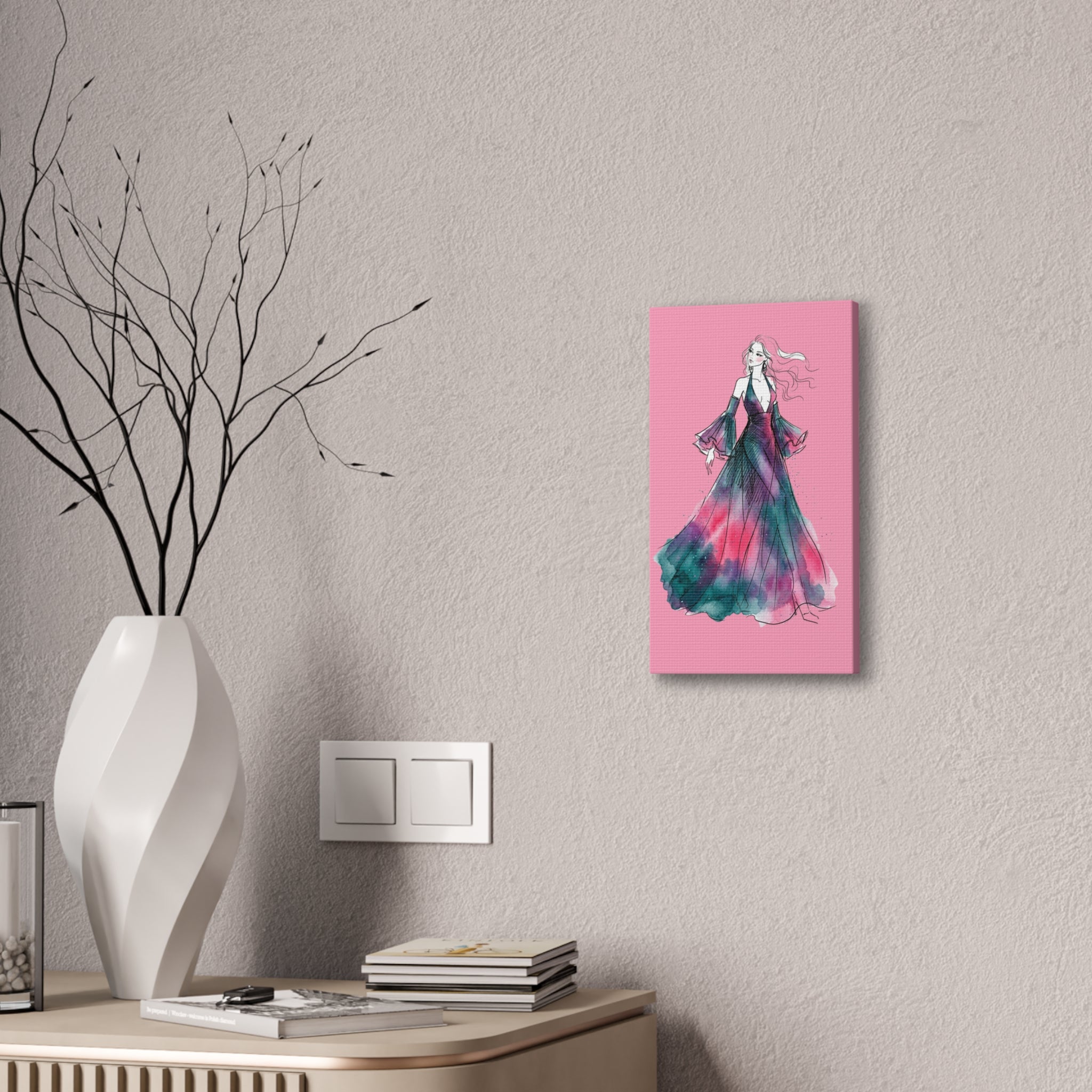 Watercolor Evening Gown Canvas Art — Fashion Illustration Wall Decor - Creations by Chris and Carlos